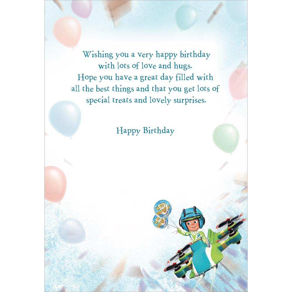 inside full colour great illustration of birthday card for a godson
