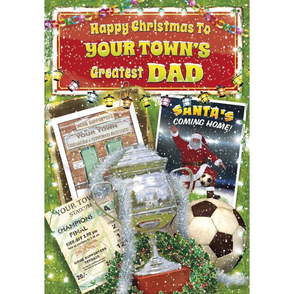 funny christmas card for a dad with a colourful cartoon illustration