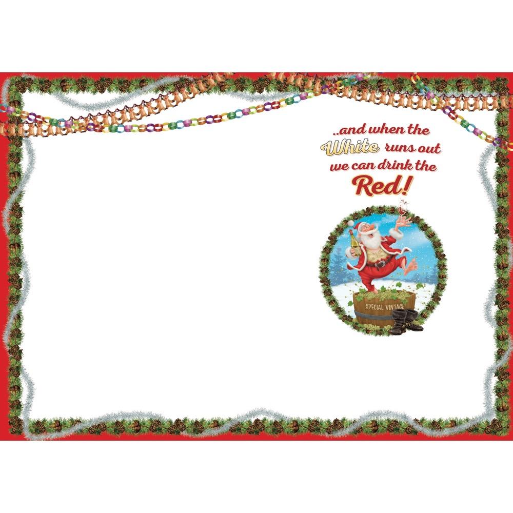 inside full colour cartoon illustration of christmas card for a stepdad