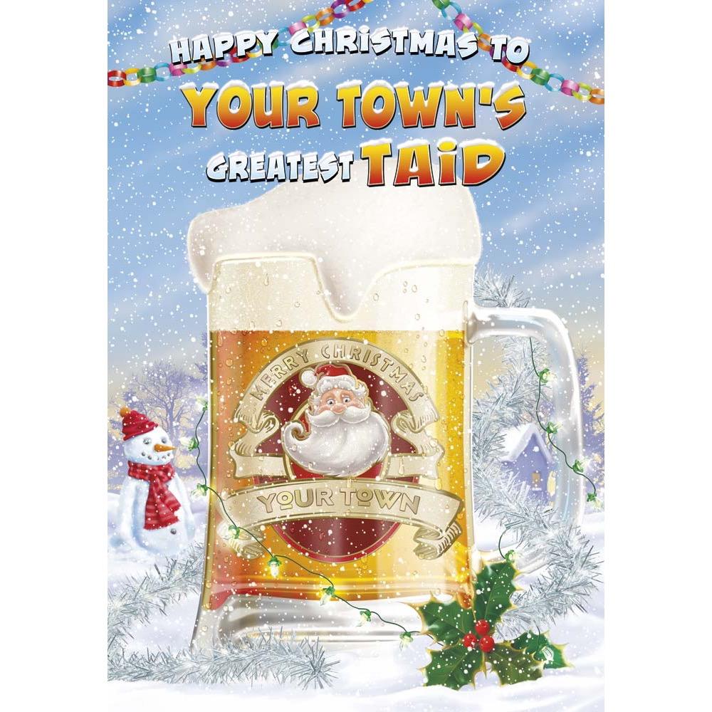 funny christmas card for a taid with a colourful cartoon illustration