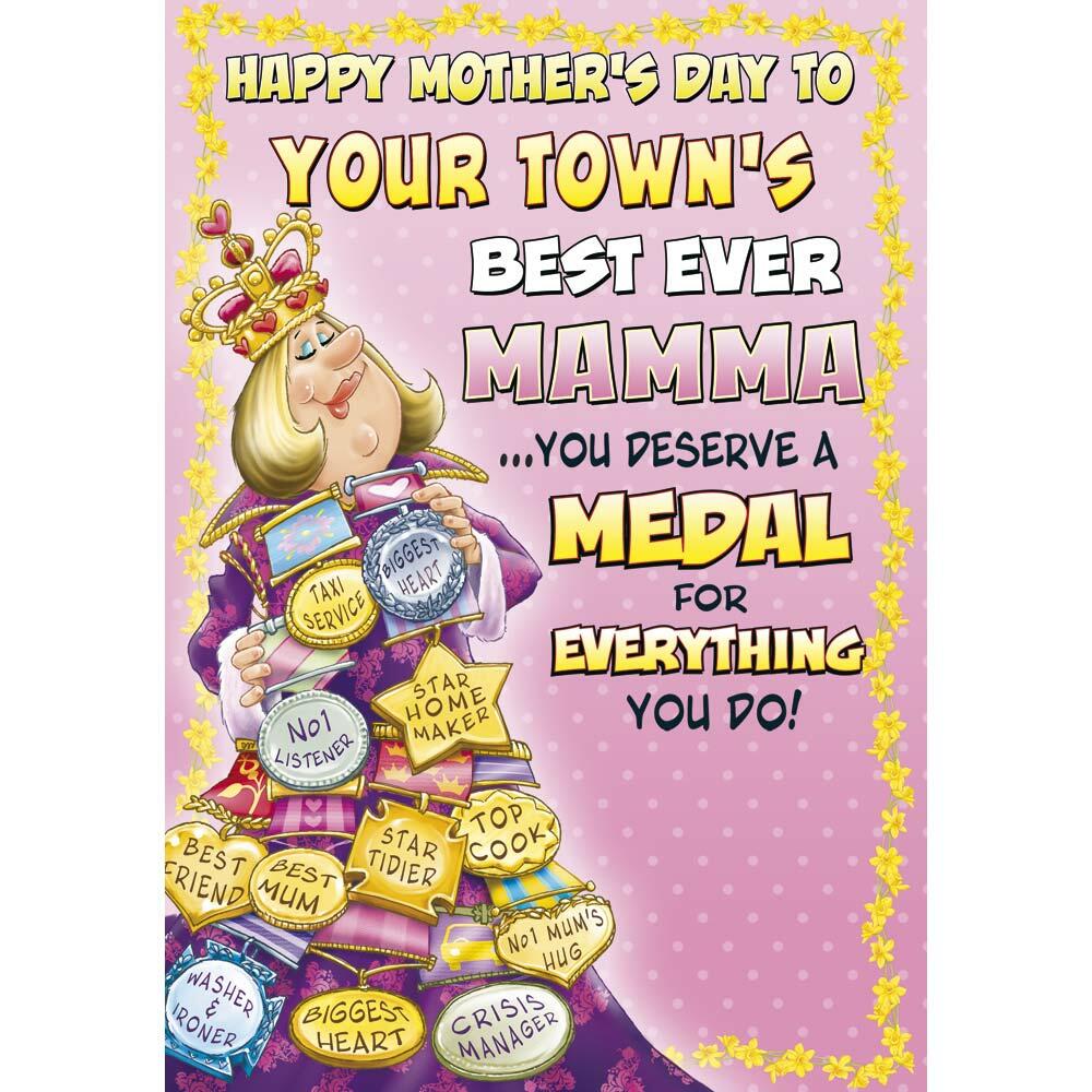 mother's day greeting card featuring humour illustration for a mamma from the up your street range