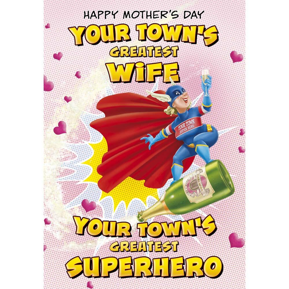 mother's day greeting card featuring humour illustration for a wife from the up your street range