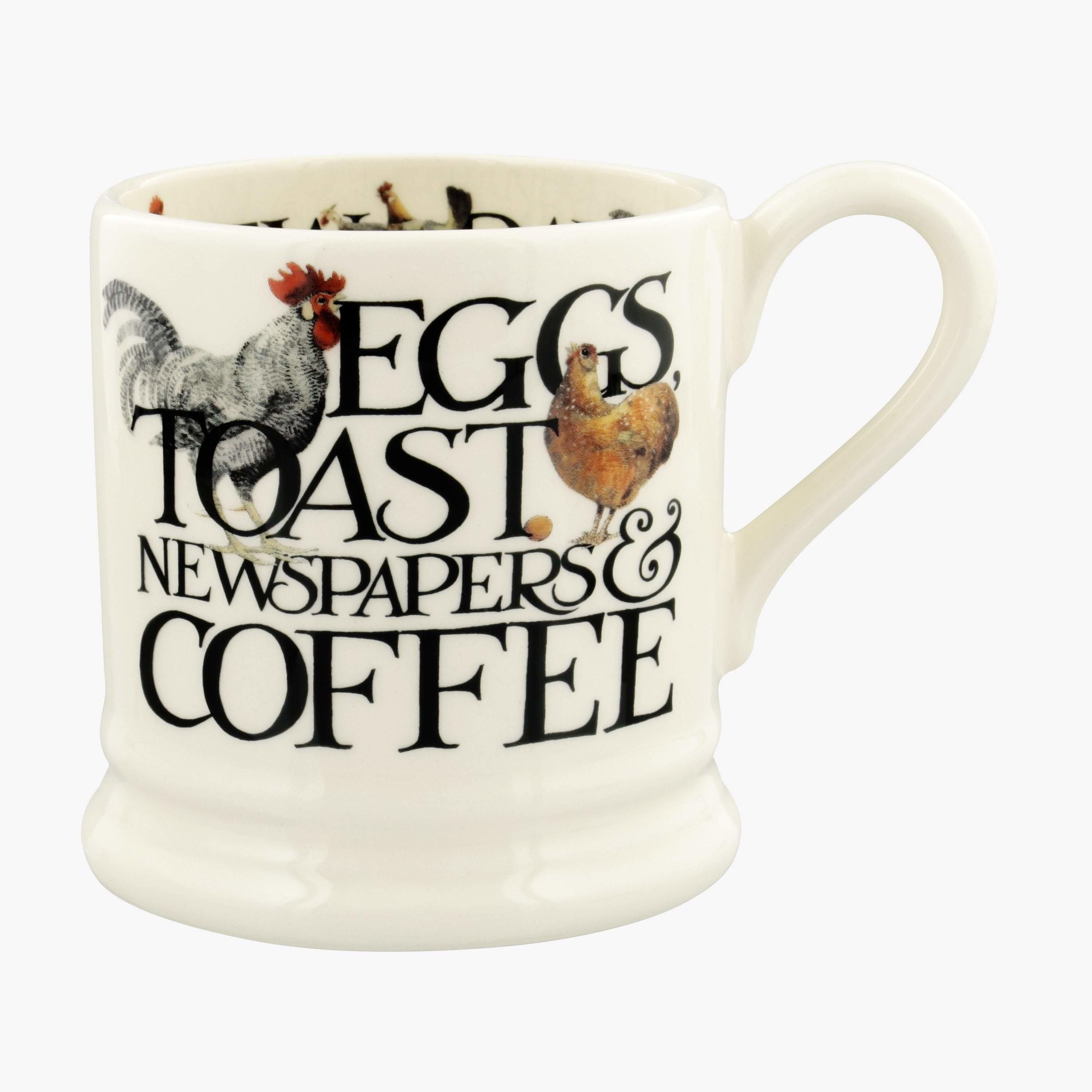 Emma Bridgewater  Seconds Rise & Shine Eggs & Toast 1/2 Pint Mug - Unique Handmade & Handpainted English Earthenware Tea/Coffee Mug