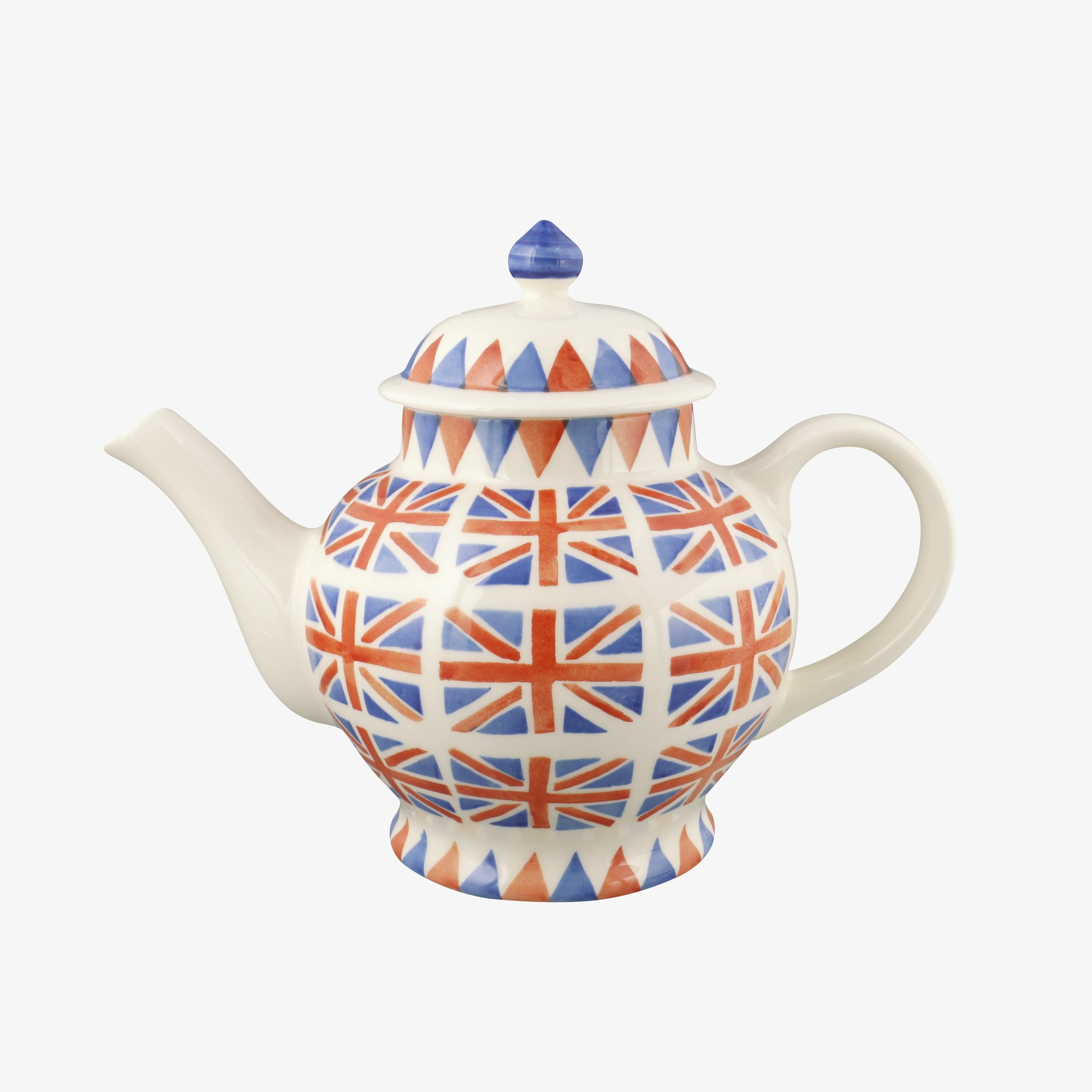 Emma Bridgewater  Seconds Union Jack 4 Mug Teapot - Unique Handmade & Handpainted English Earthenware Vintage Style Teapots