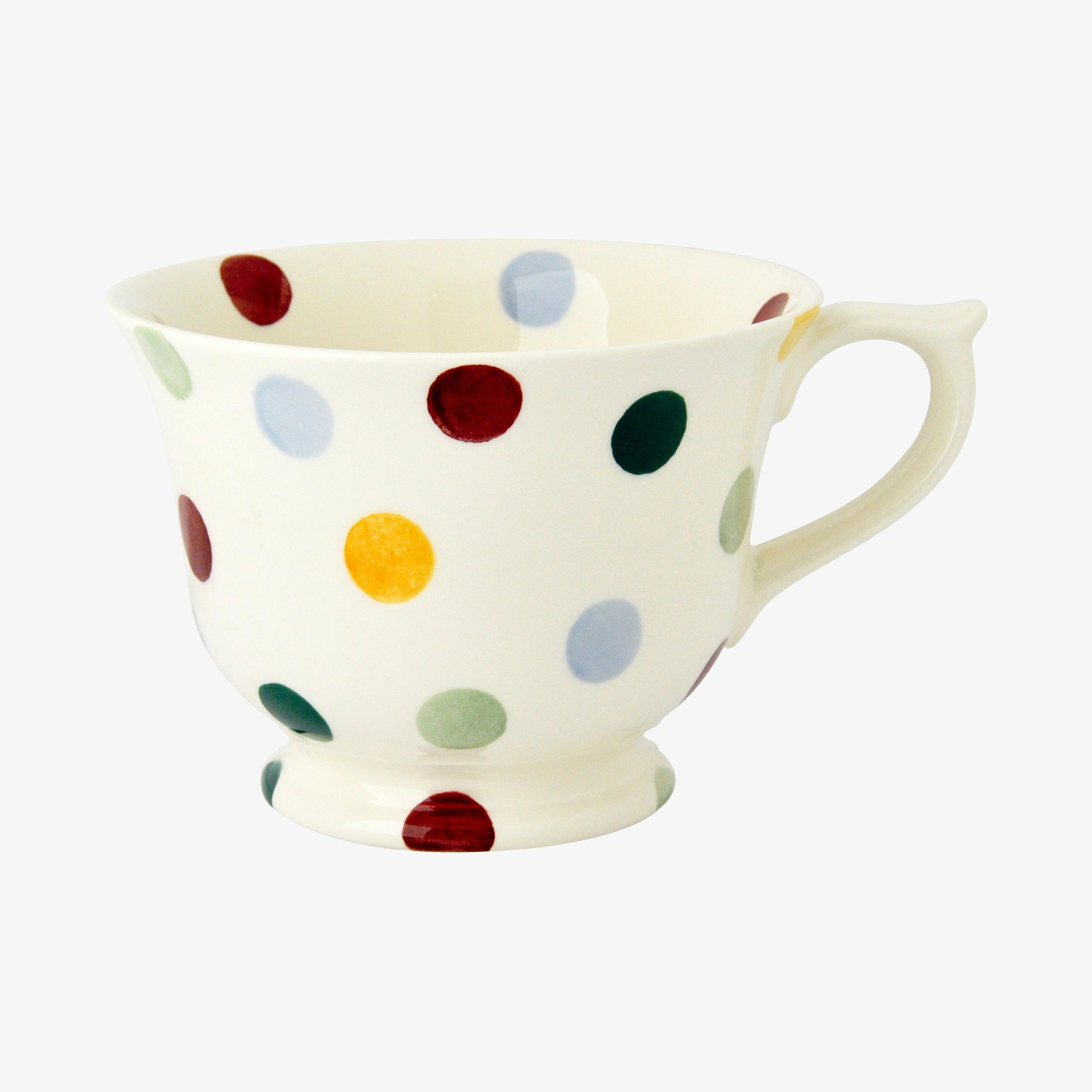Seconds Polka Dot Large Teacup - Unique Handmade & Handpainted English Earthenware Vintage Style Teacup & Saucer  | Emma Bridgewater