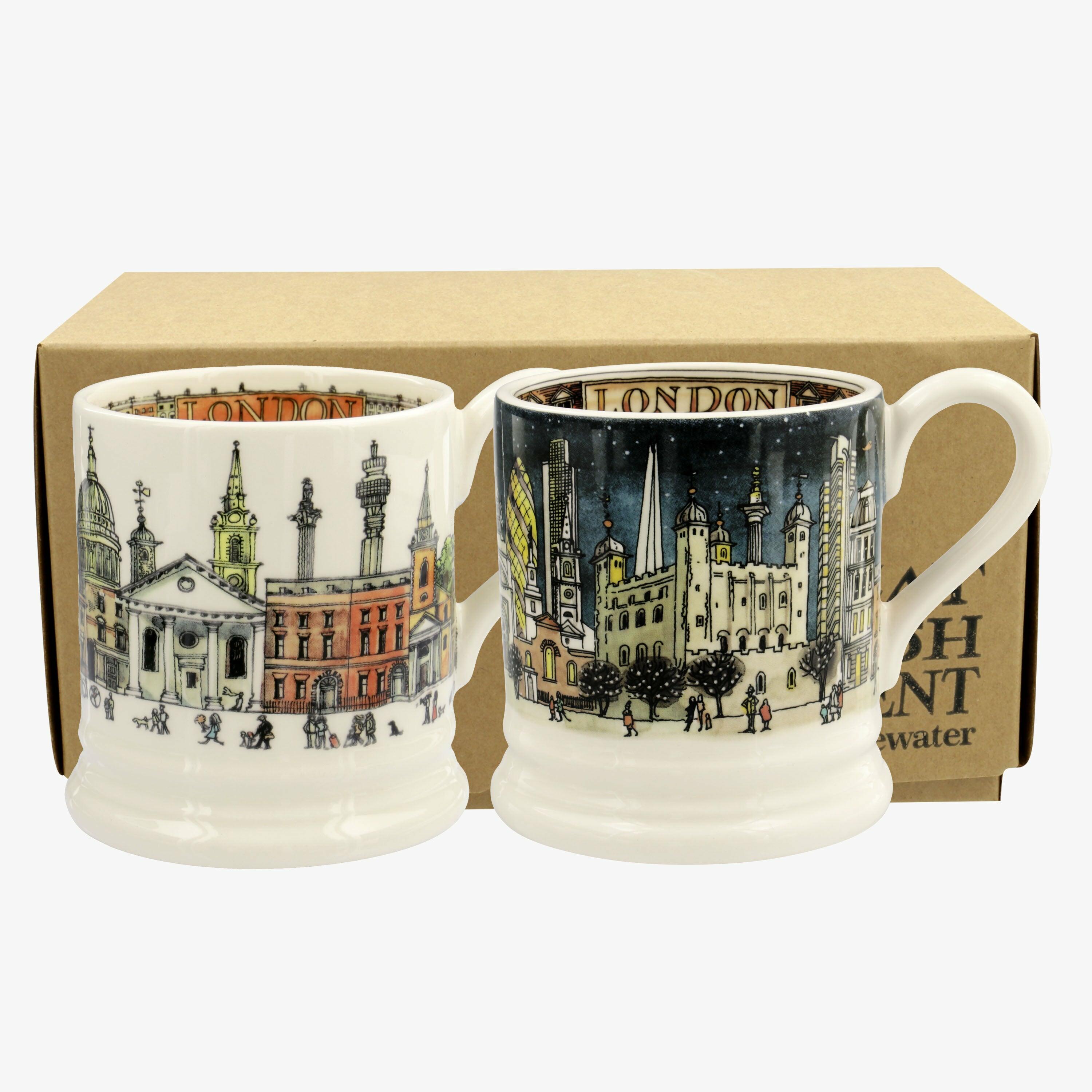 Emma Bridgewater  London Set Of 2 1/2 Pint Mugs - Unique Handmade & Handpainted English Earthenware Tea/Coffee Mug