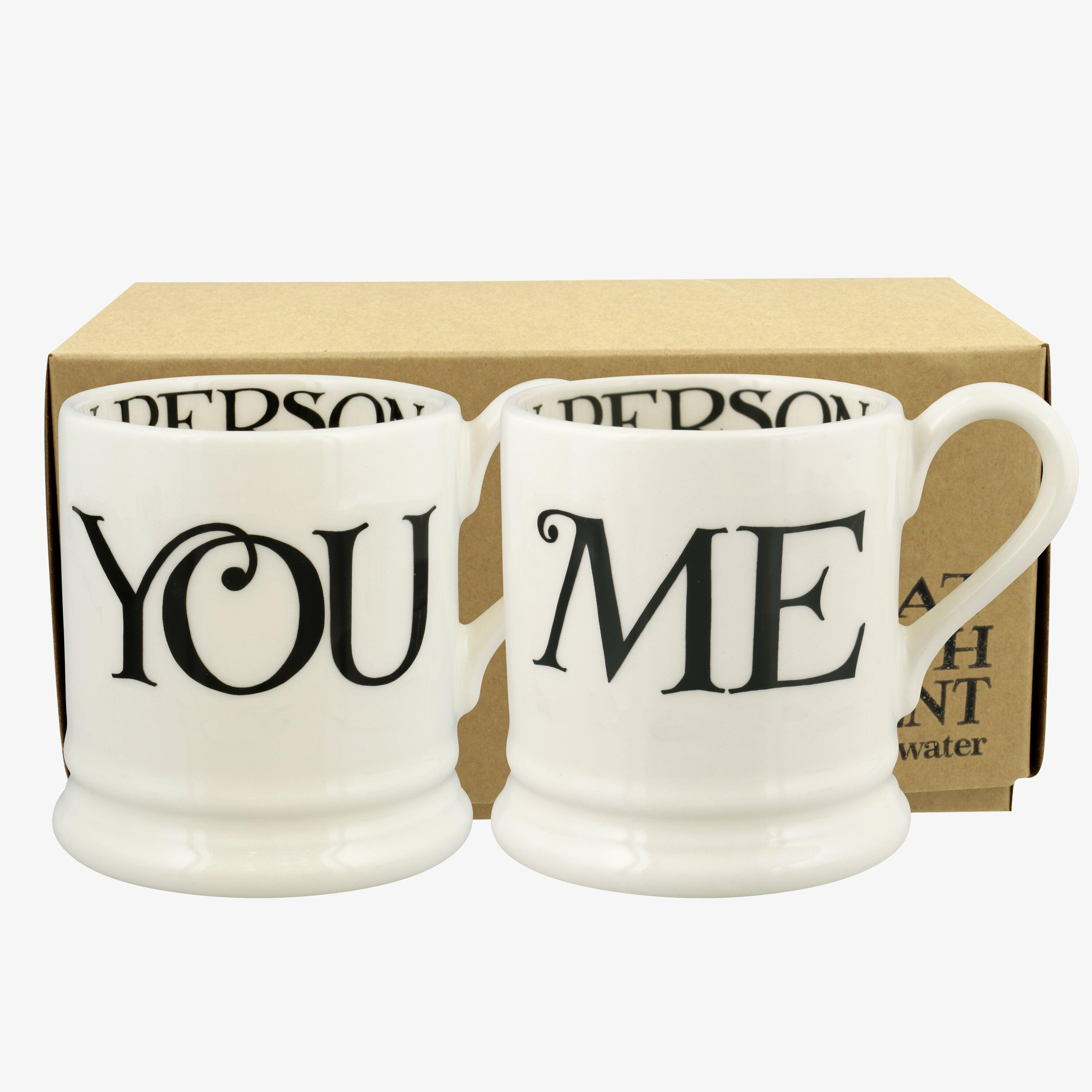 Black Toast You & Me Set Of 2 1/2 Pint Mugs - Unique Handmade & Handpainted English Earthenware Tea/Coffee Mug  | Emma Bridgewater