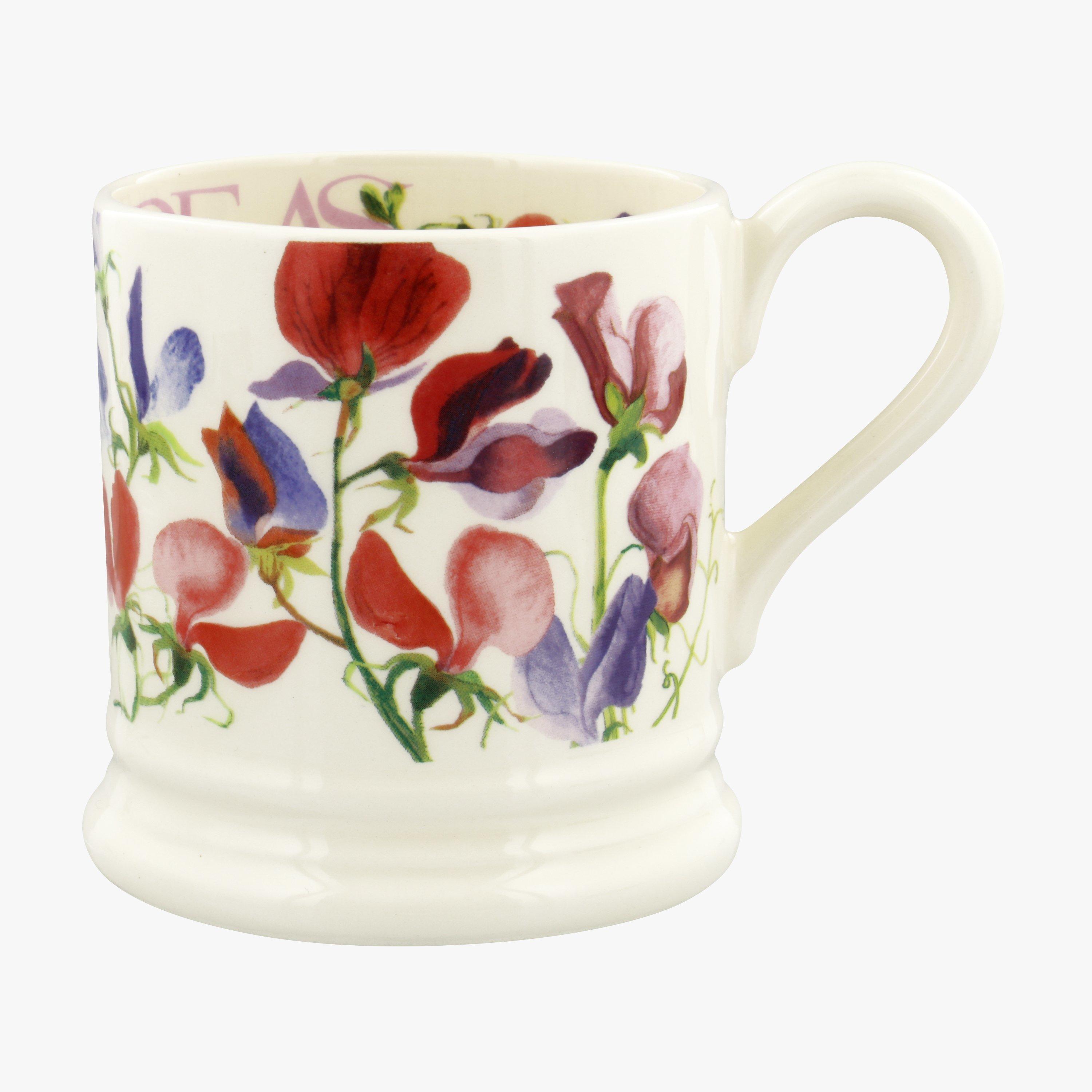 Emma Bridgewater  Flowers Sweet Pea Multi 1/2 Pint Mug - Unique Handmade & Handpainted English Earthenware Tea/Coffee Mug