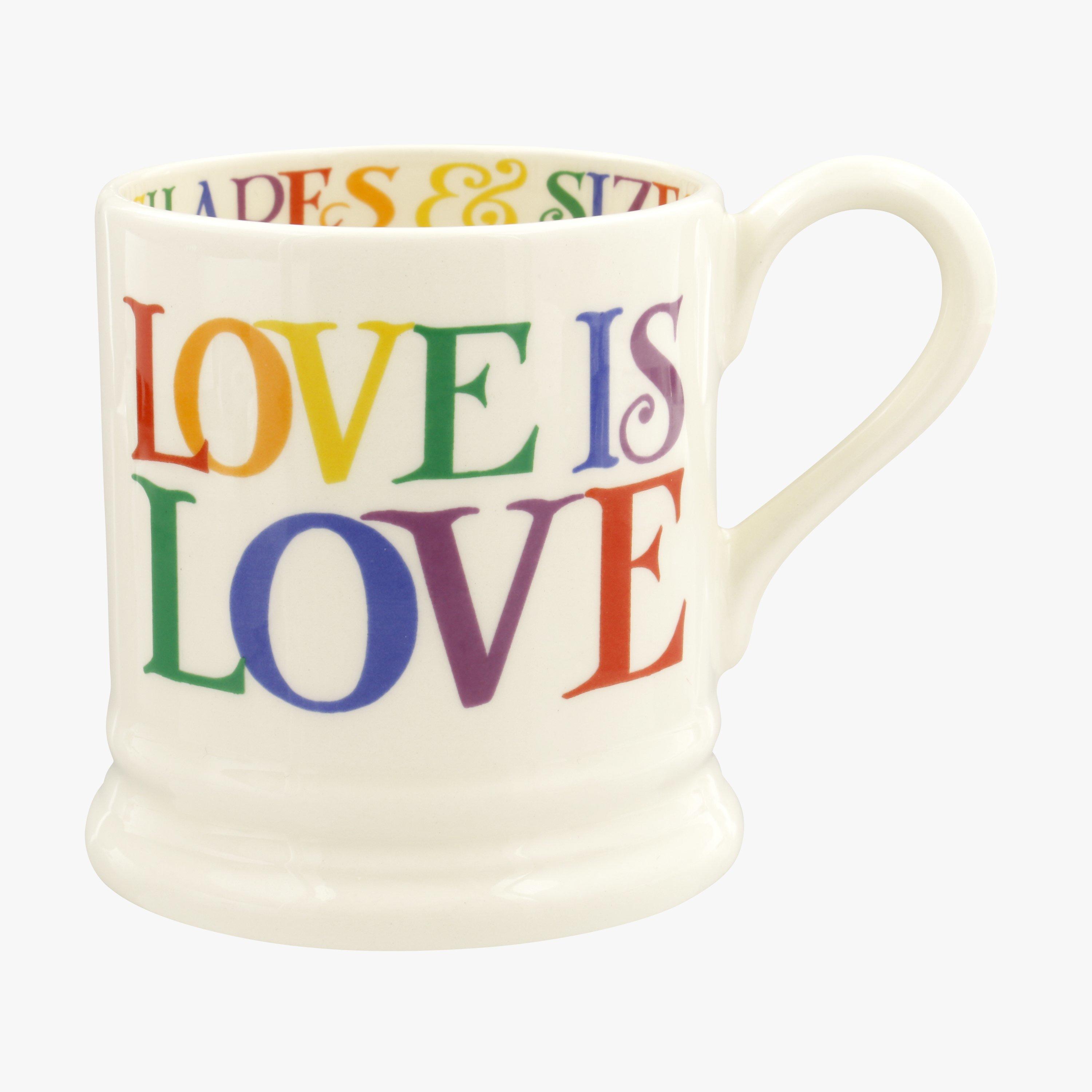 Emma Bridgewater  Rainbow Toast Love is Love 1/2 Pint Mug - Unique Handmade & Handpainted English Earthenware Tea/Coffee Mug