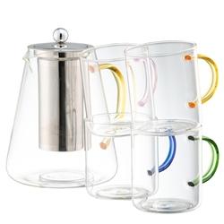 Filter Teapot & 4 Mug Set