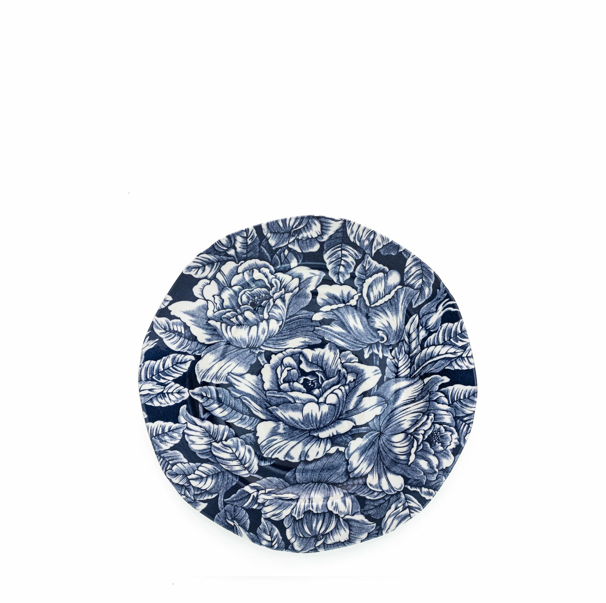 Ink Blue Hibiscus Plate 19cm
