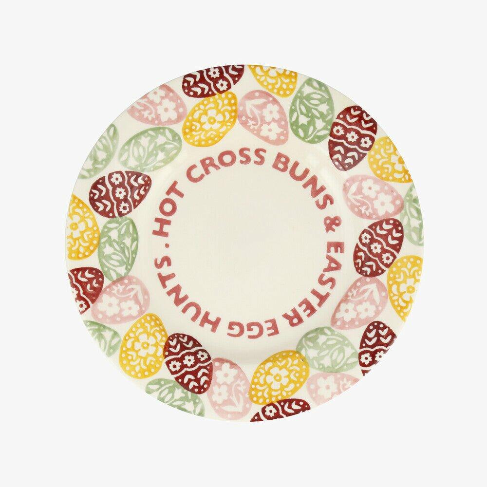 Seconds Easter Eggs Hot Cross Buns 8 1/2 Inch Plate - Unique Handmade & Handpainted English Earthenware British-Made Pottery Plates  | Emma Bridgewate