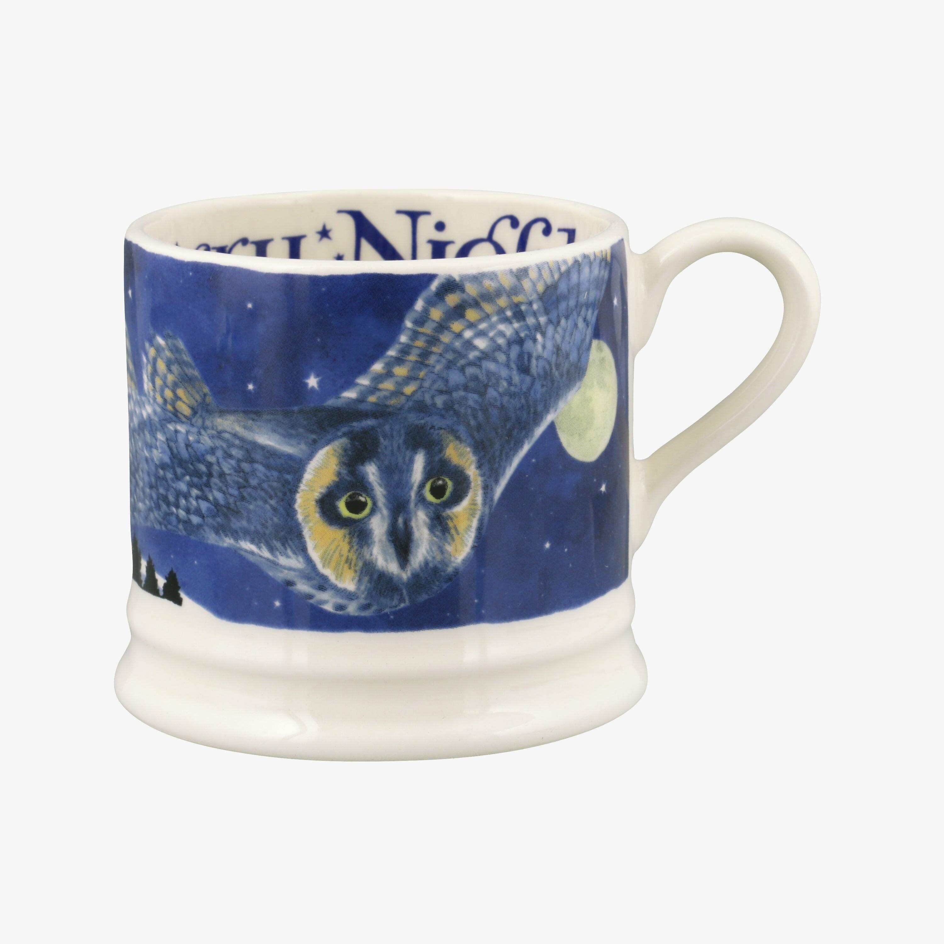 Winter Owl Small Mug - Unique Handmade & Handpainted English Earthenware Tea/Coffee Mug  | Emma Bridgewater