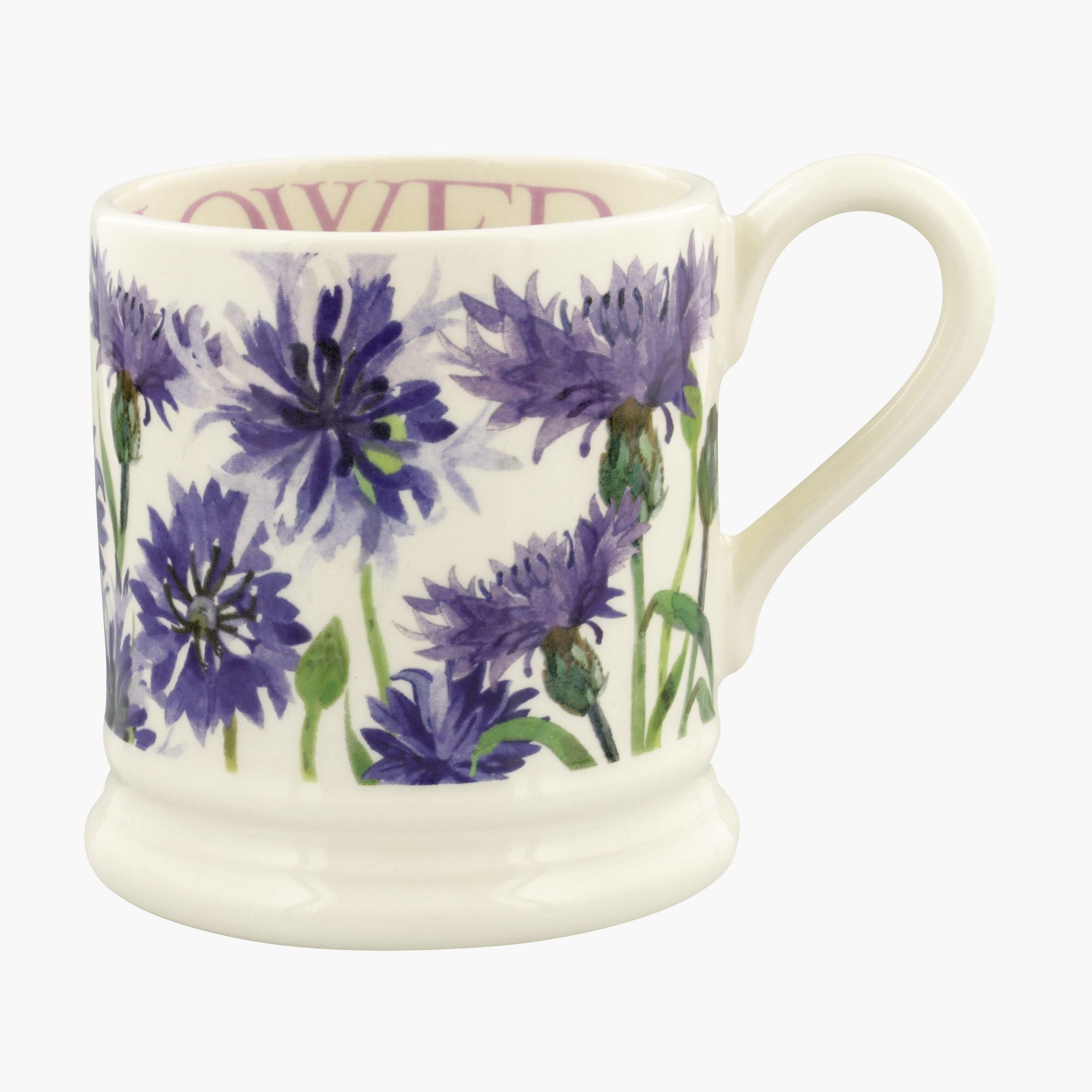 Emma Bridgewater  Seconds Flowers Cornflower 1/2 Pint Mug - Unique Handmade & Handpainted English Earthenware Tea/Coffee Mug