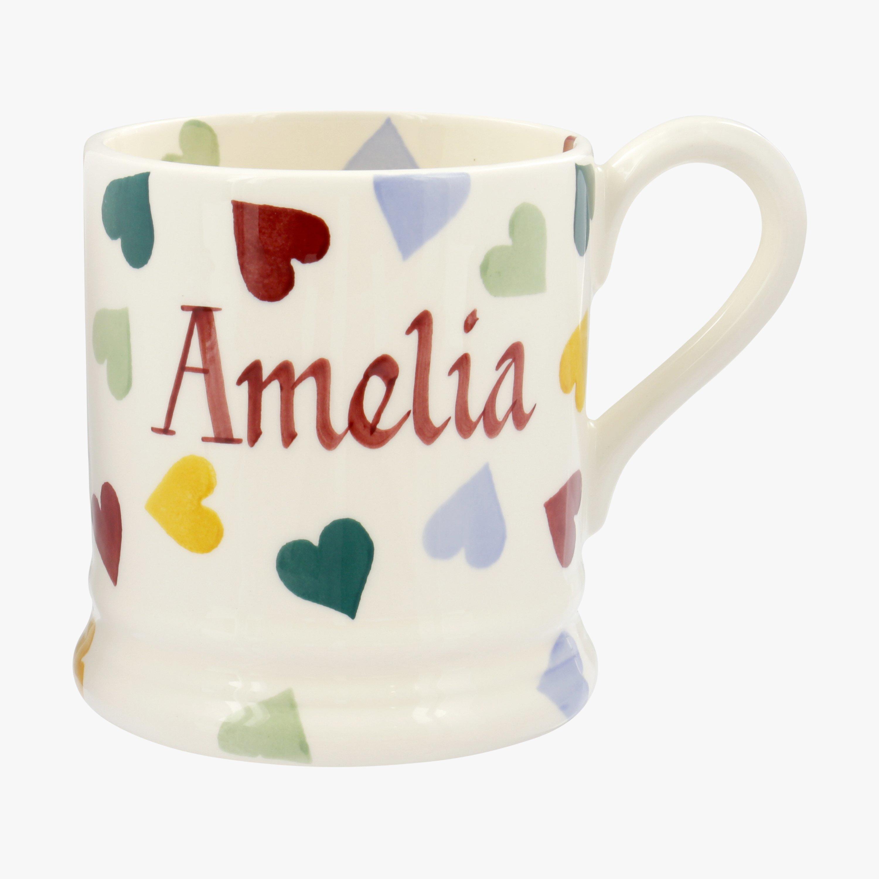 Emma Bridgewater  Personalised Polka Hearts 1/2 Pint Mug  - Customise Your Own Pottery Earthenware