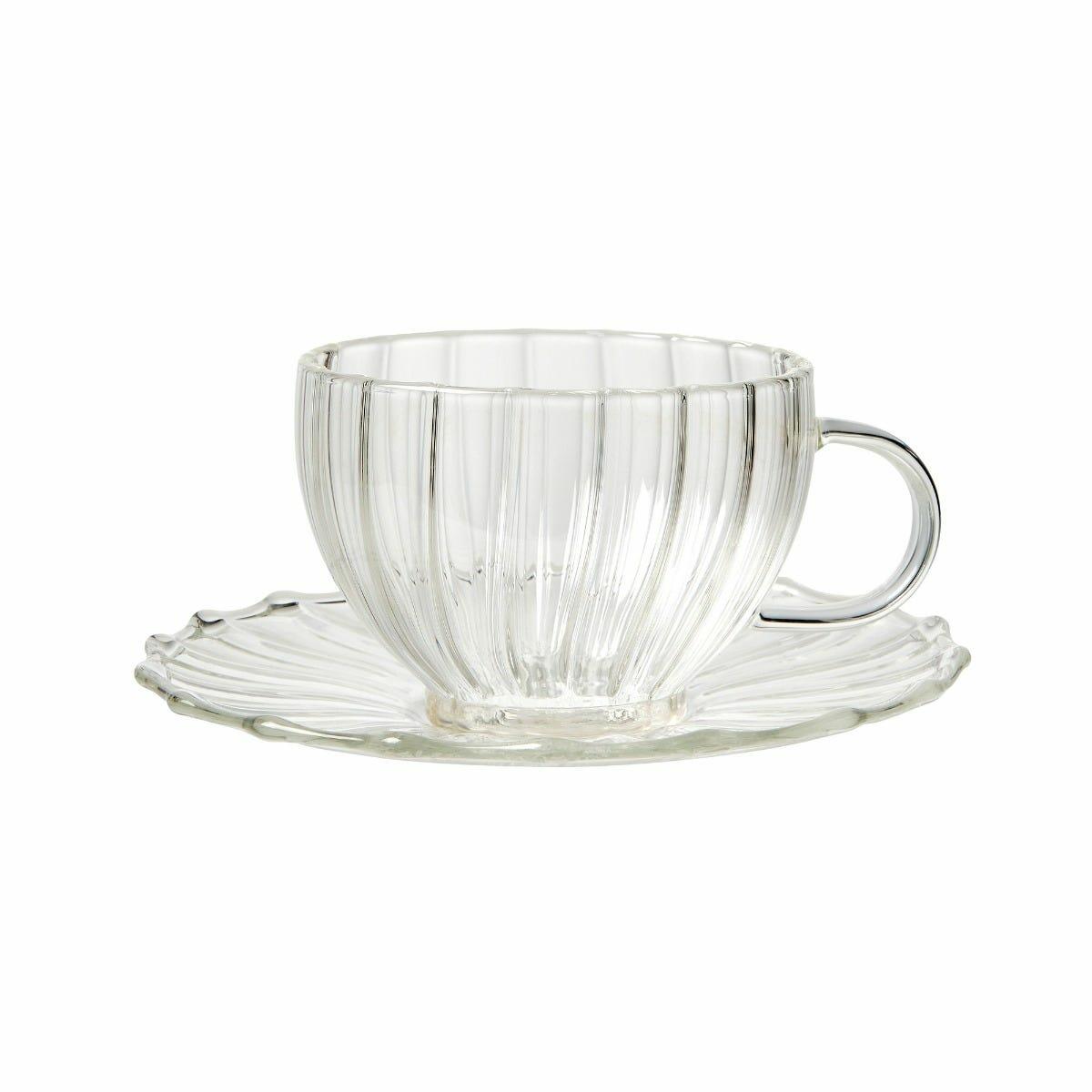 Fortnum & Mason Elegant Glass Teacup & Saucer