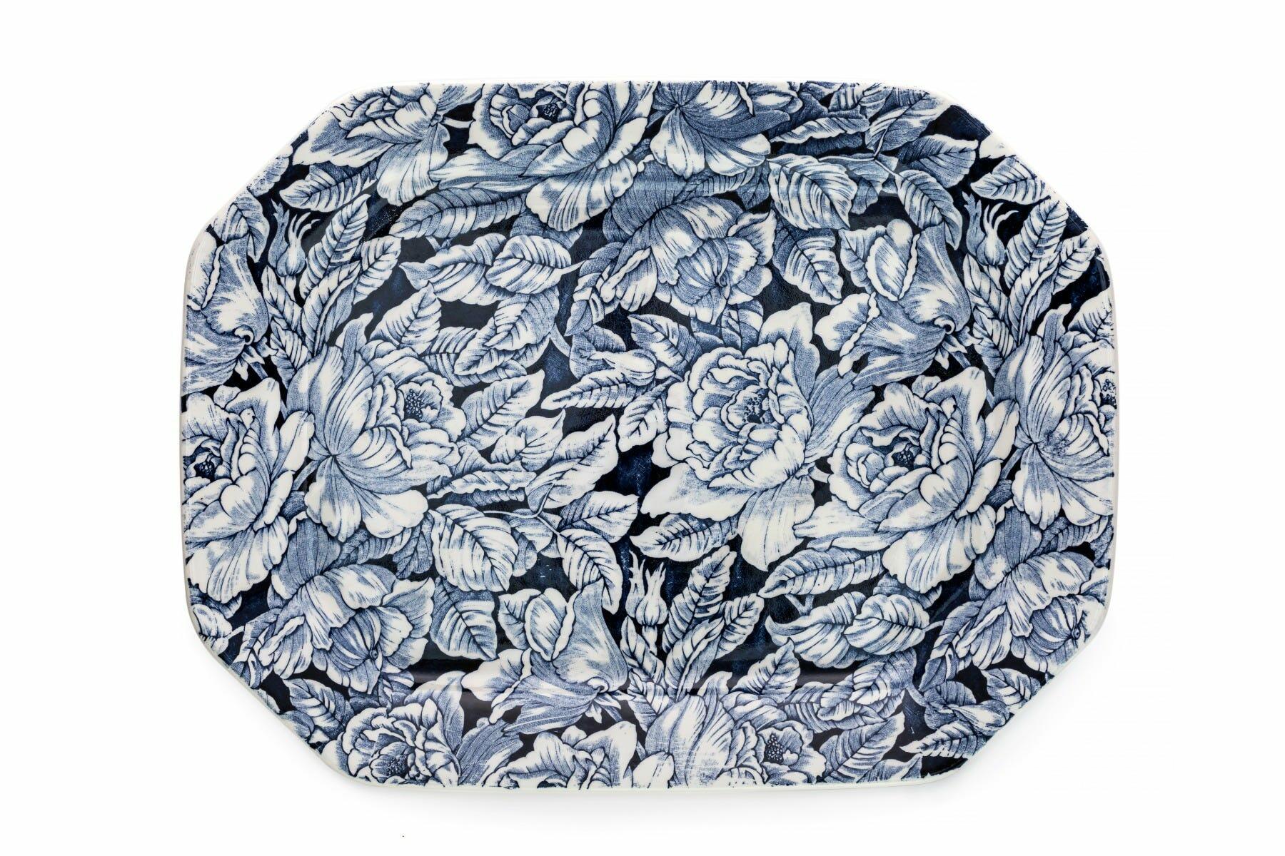 Fortnum & Mason Burleigh Hibiscus Platter, Blue