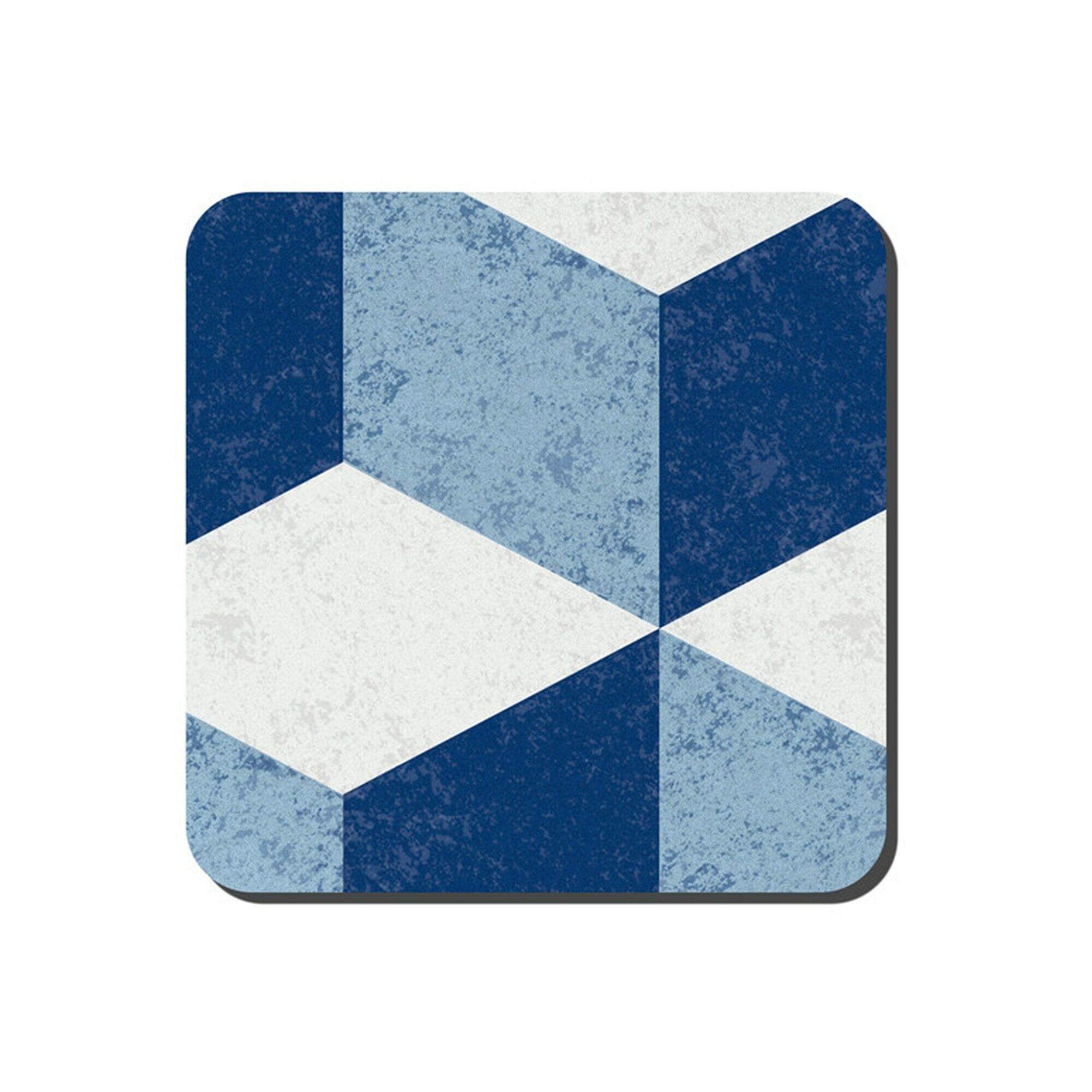 Blue Geometric Square Coasters Set Of 6