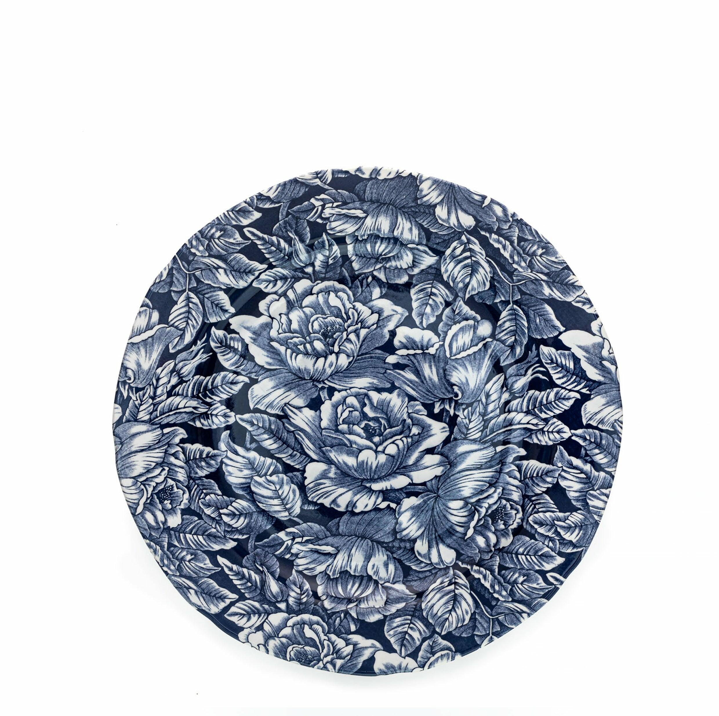 Ink Blue Hibiscus Plate 26.5cm