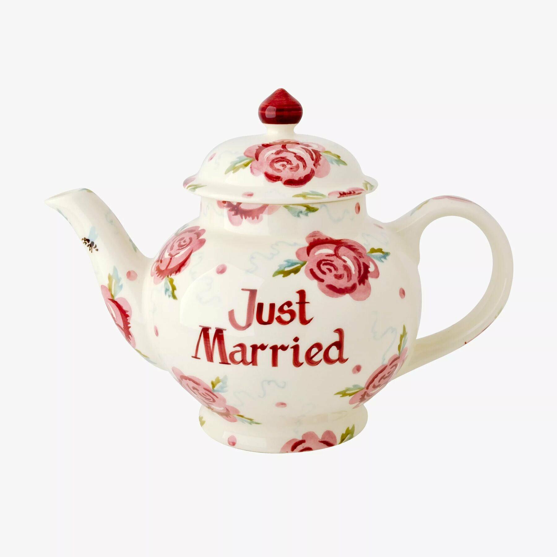 Personalised Rose & Bee 4 Mug Teapot  - Customise Your Own Pottery Earthenware  | Emma Bridgewater