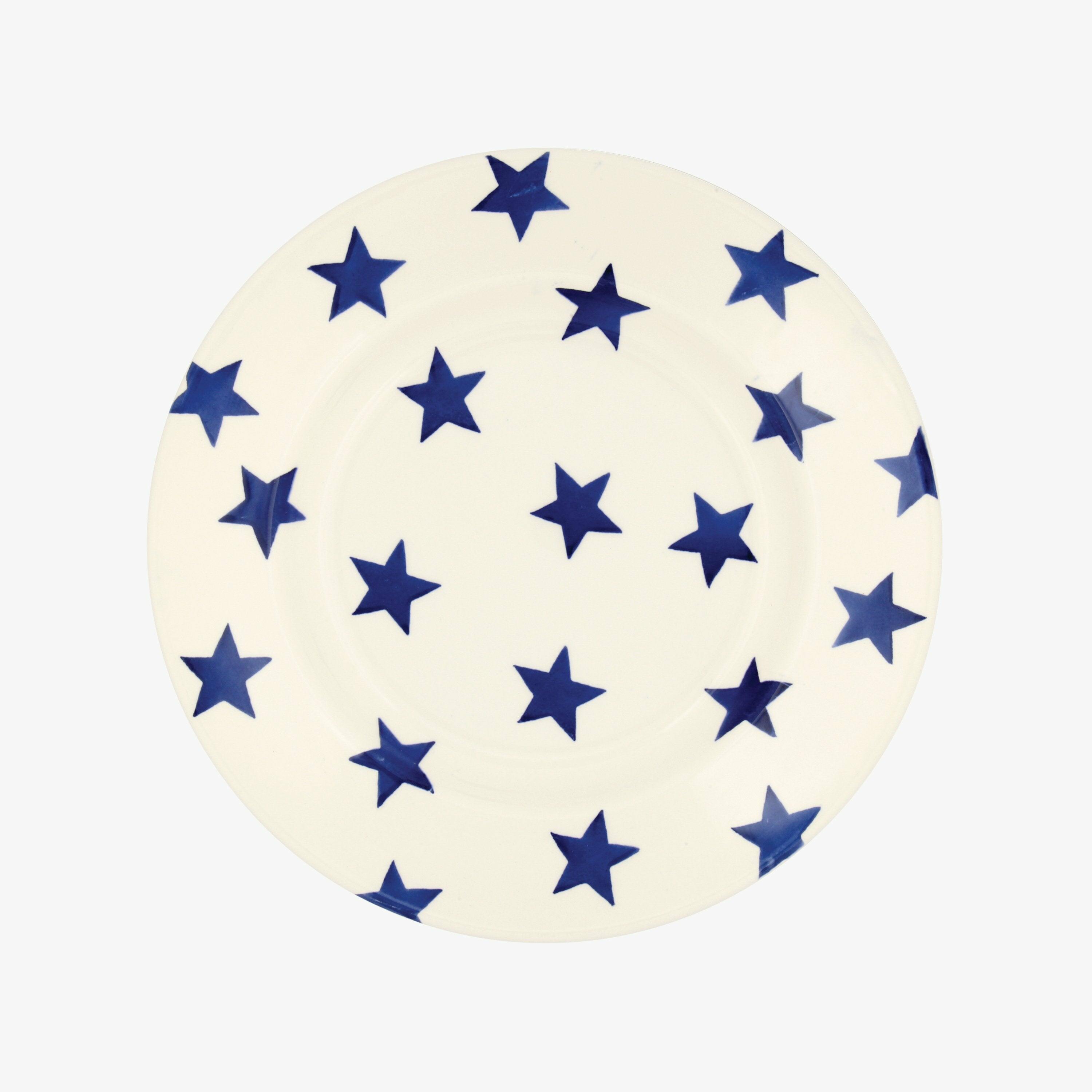 Seconds Blue Star 8 1/2 Inch Plate - Unique Handmade & Handpainted English Earthenware British-Made Pottery Plates  | Emma Bridgewater