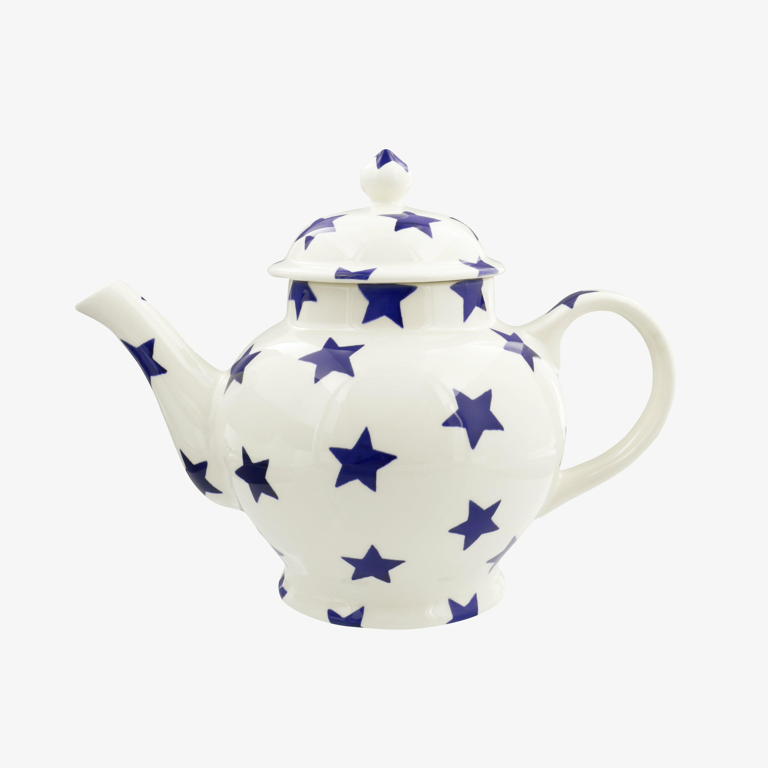 Blue Star 4 Mug Teapot Boxed - Unique Handmade & Handpainted English Earthenware Vintage Style Teapots  | Emma Bridgewater