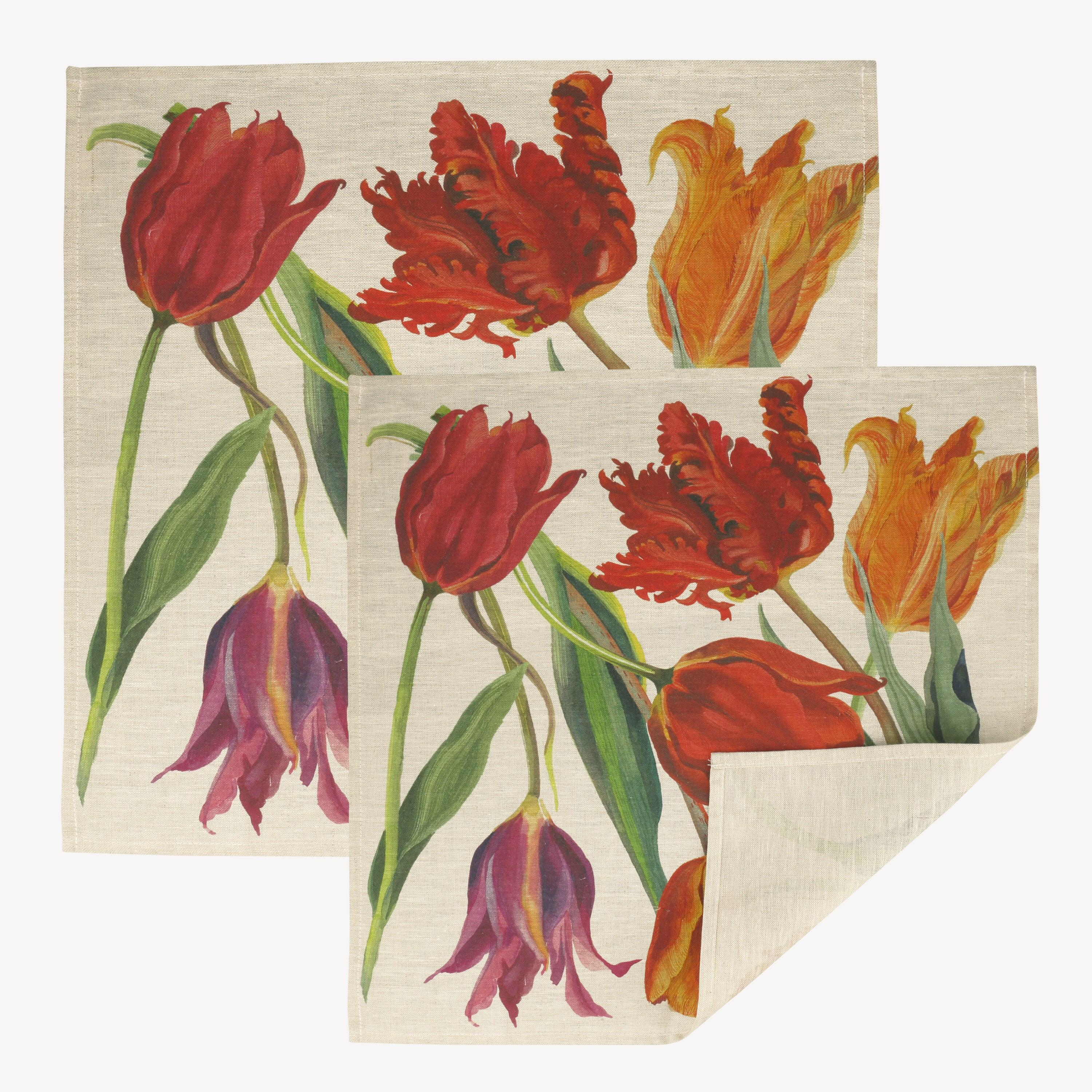 Tulips Set of 2 Linen Blend Napkins  | Emma Bridgewater
