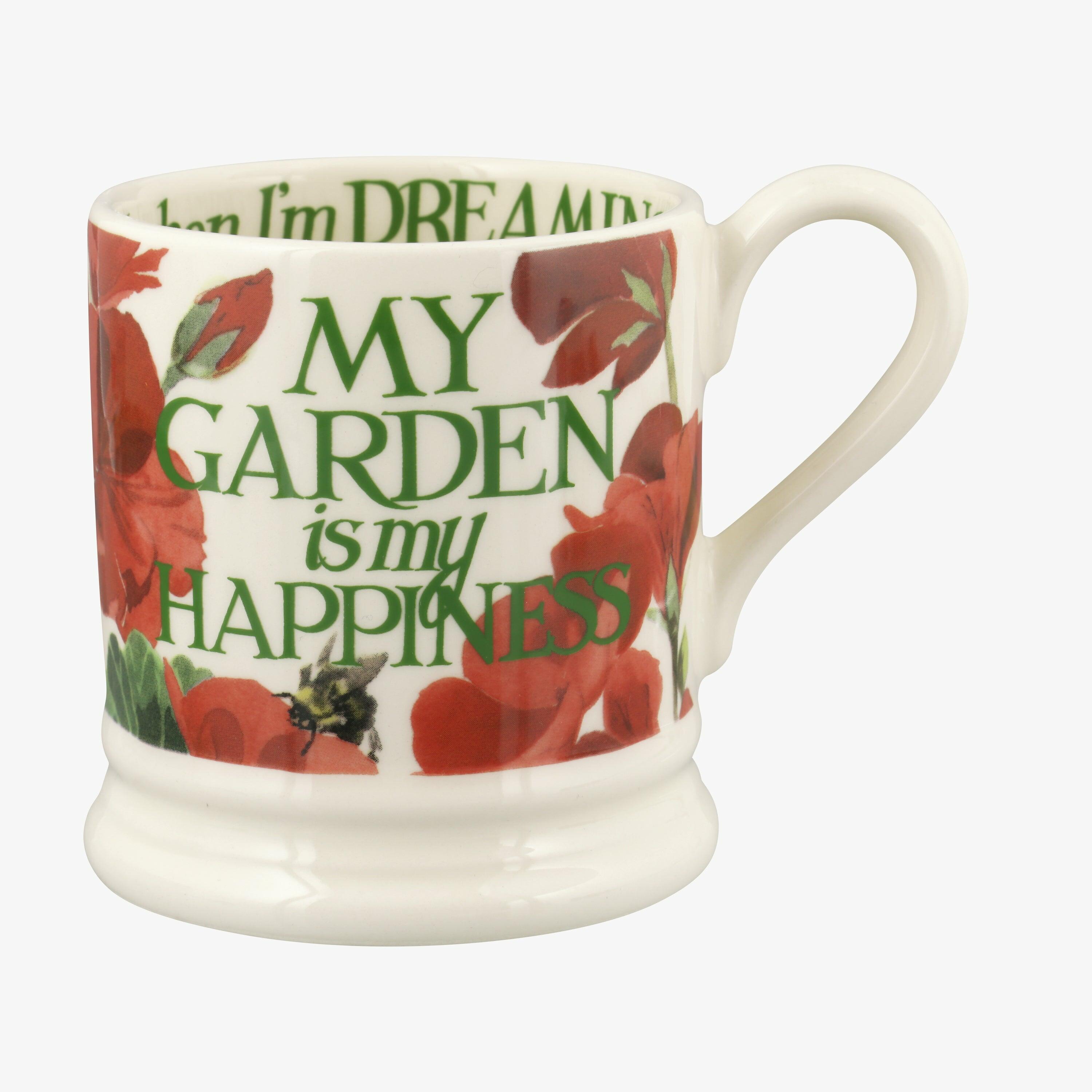 My Garden Is My Happiness 1/2 Pint Mug - Unique Handmade & Handpainted English Earthenware Tea/Coffee Mug  | Emma Bridgewater