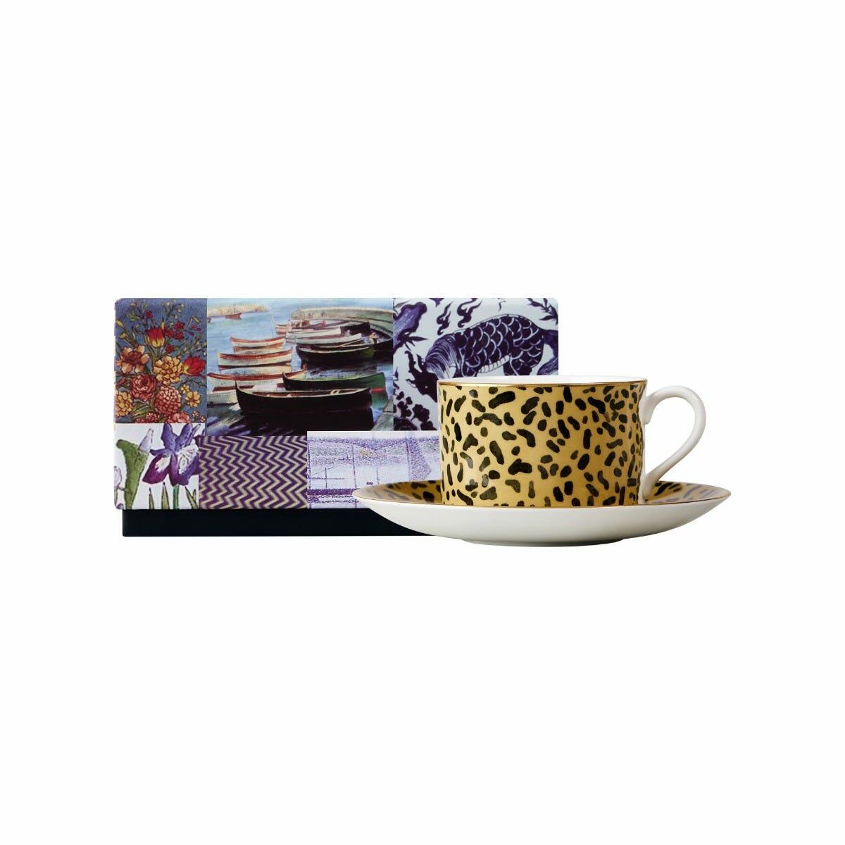 Leopard Teacup & Saucer, Fine Bone China, Halcyon Days