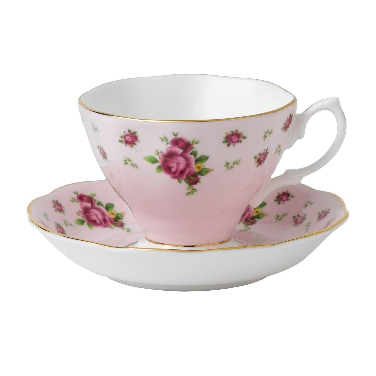 Royal Albert New Country Roses Pink Vintage Teacup and Saucer