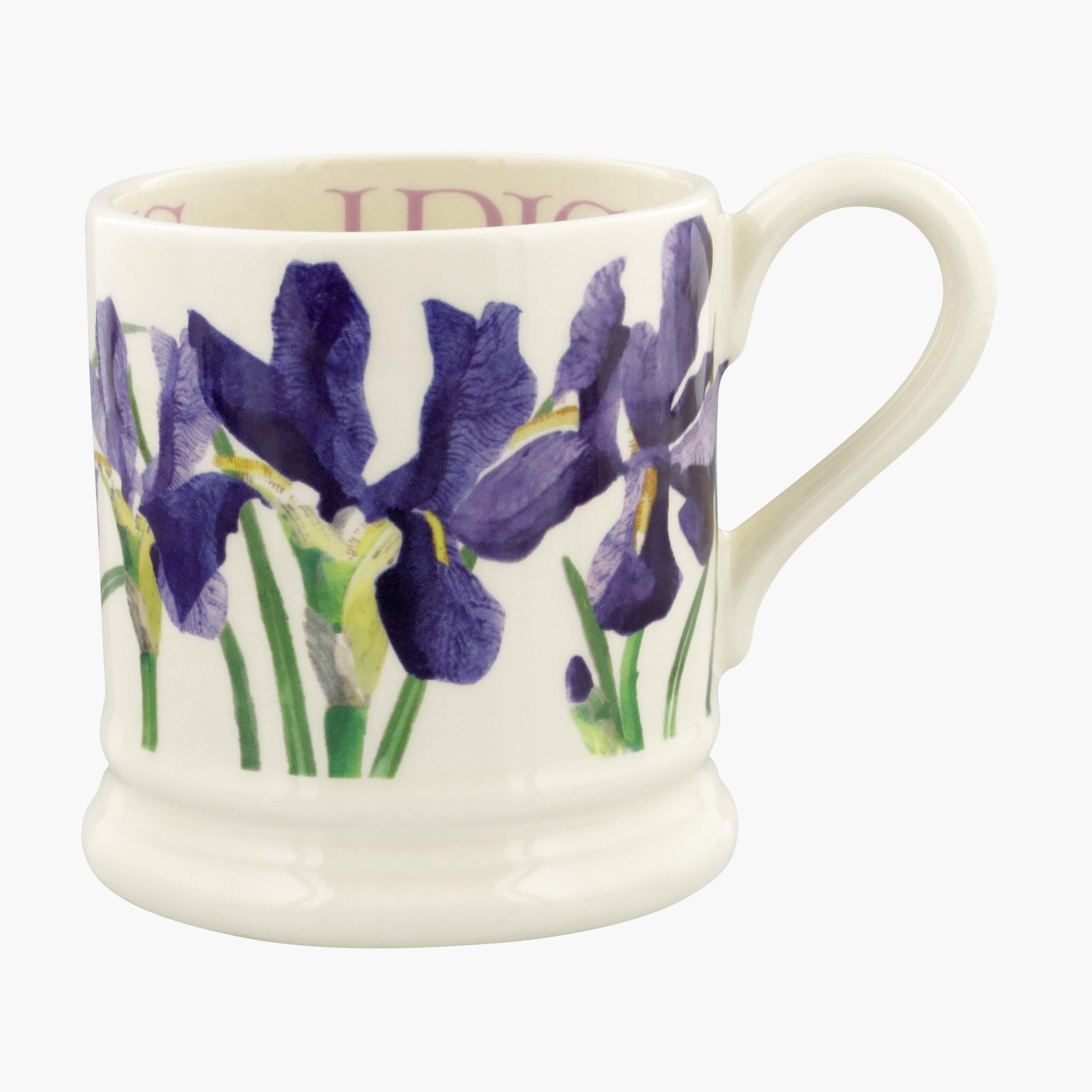 Emma Bridgewater  Seconds Flowers Blue Iris 1/2 Pint Mug - Unique Handmade & Handpainted English Earthenware Tea/Coffee Mug