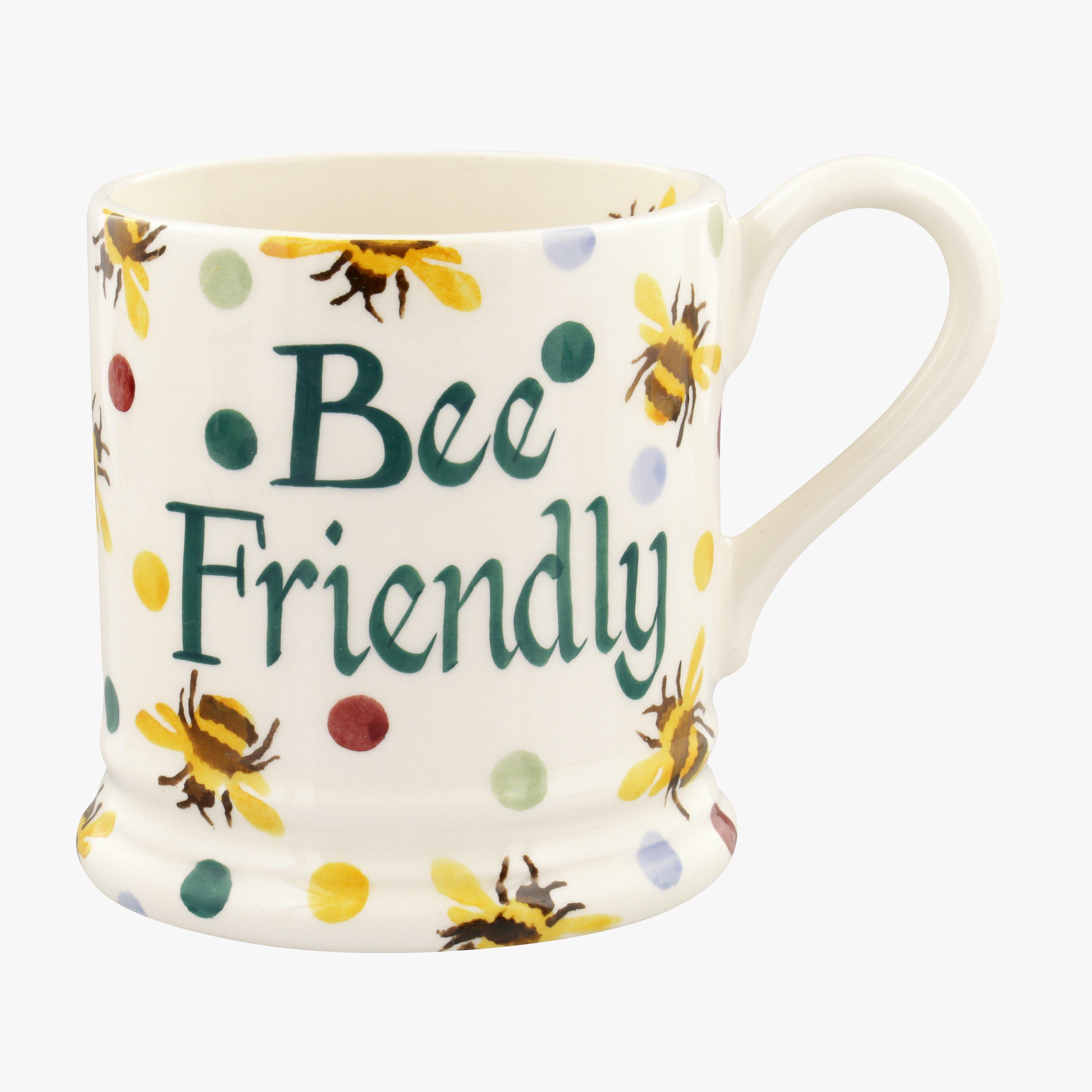 Emma Bridgewater  Personalised Bumblebee & Small Polka Dot 1/2 Pint Mug  - Customise Your Own Pottery Earthenware