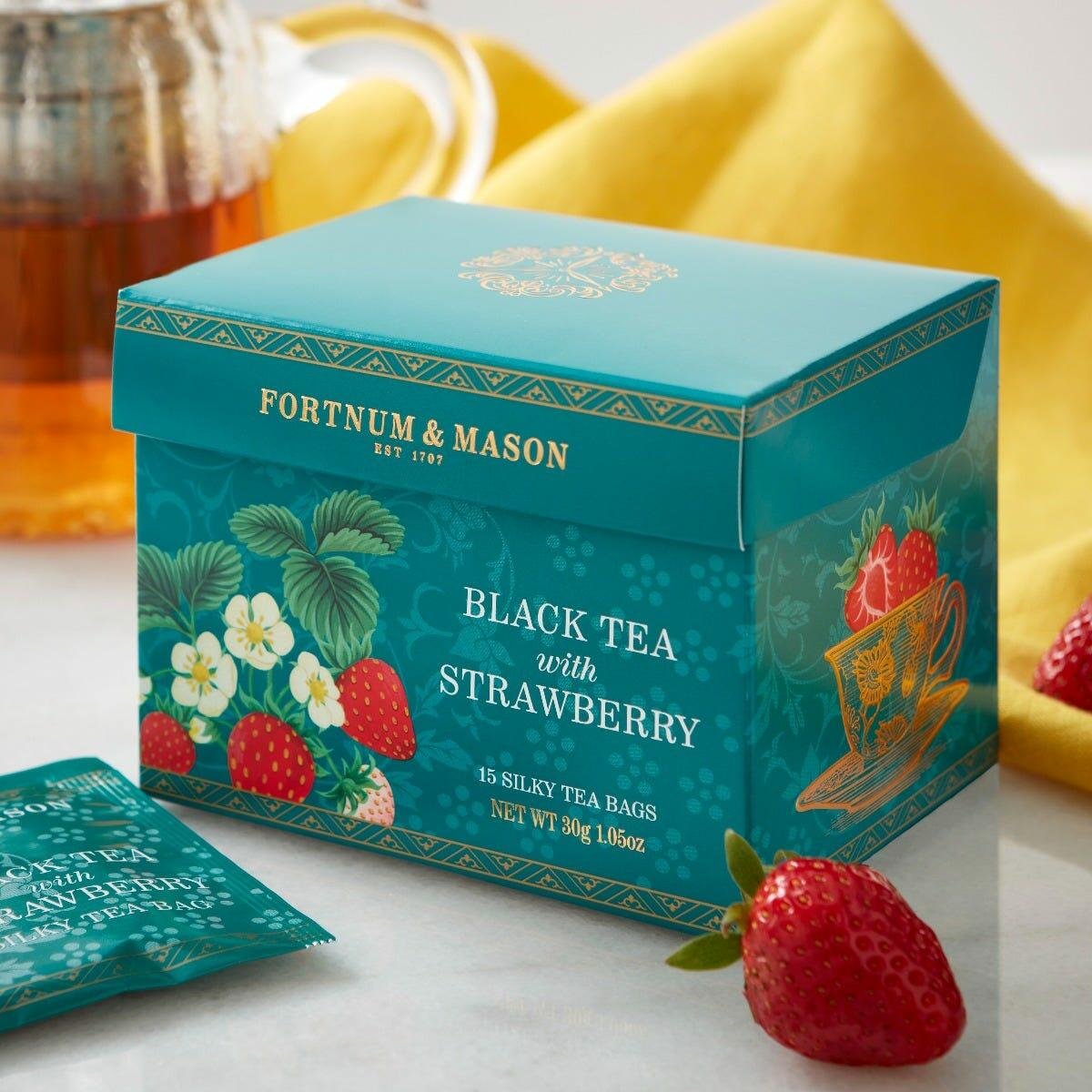 Fortnum & Mason Black Tea With Strawberry, 15 Silky Tea Bags, 30G