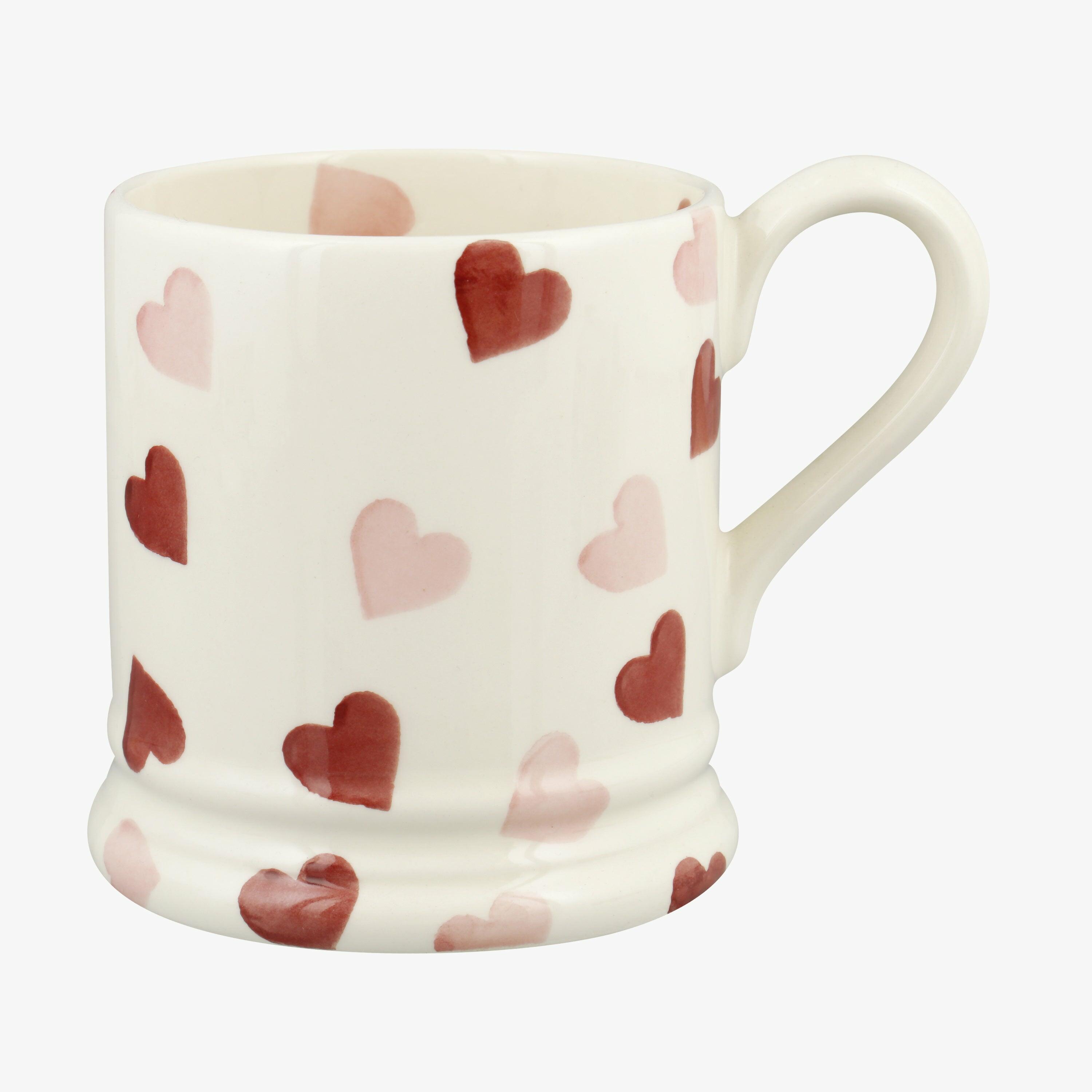 Pink Hearts 1/2 Pint Mug - Unique Handmade & Handpainted English Earthenware Tea/Coffee Mug  | Emma Bridgewater