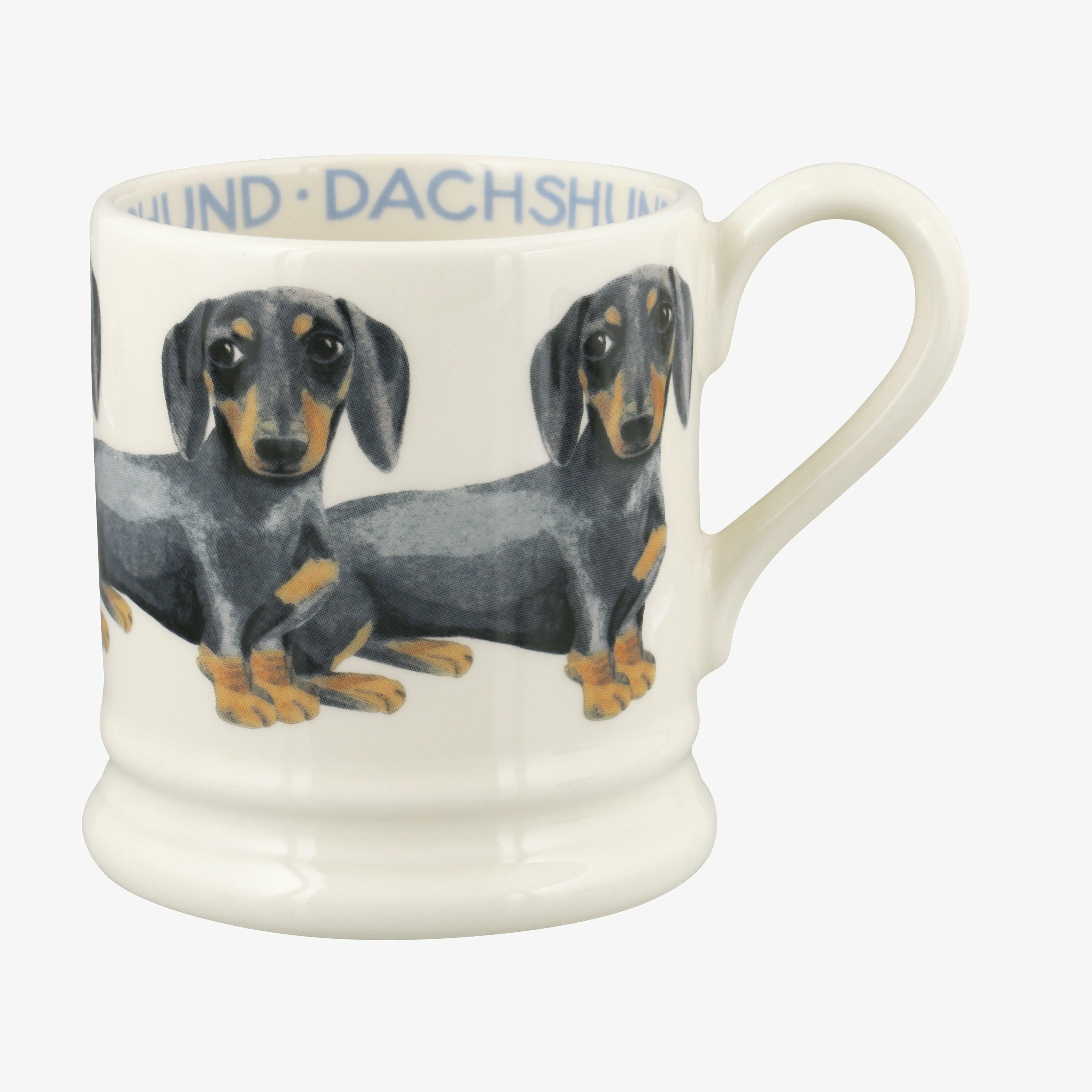 Emma Bridgewater  Seconds Dogs Black & Tan Dachshund 1/2 Pint Mug - Unique Handmade & Handpainted English Earthenware Tea/Coffee Mug