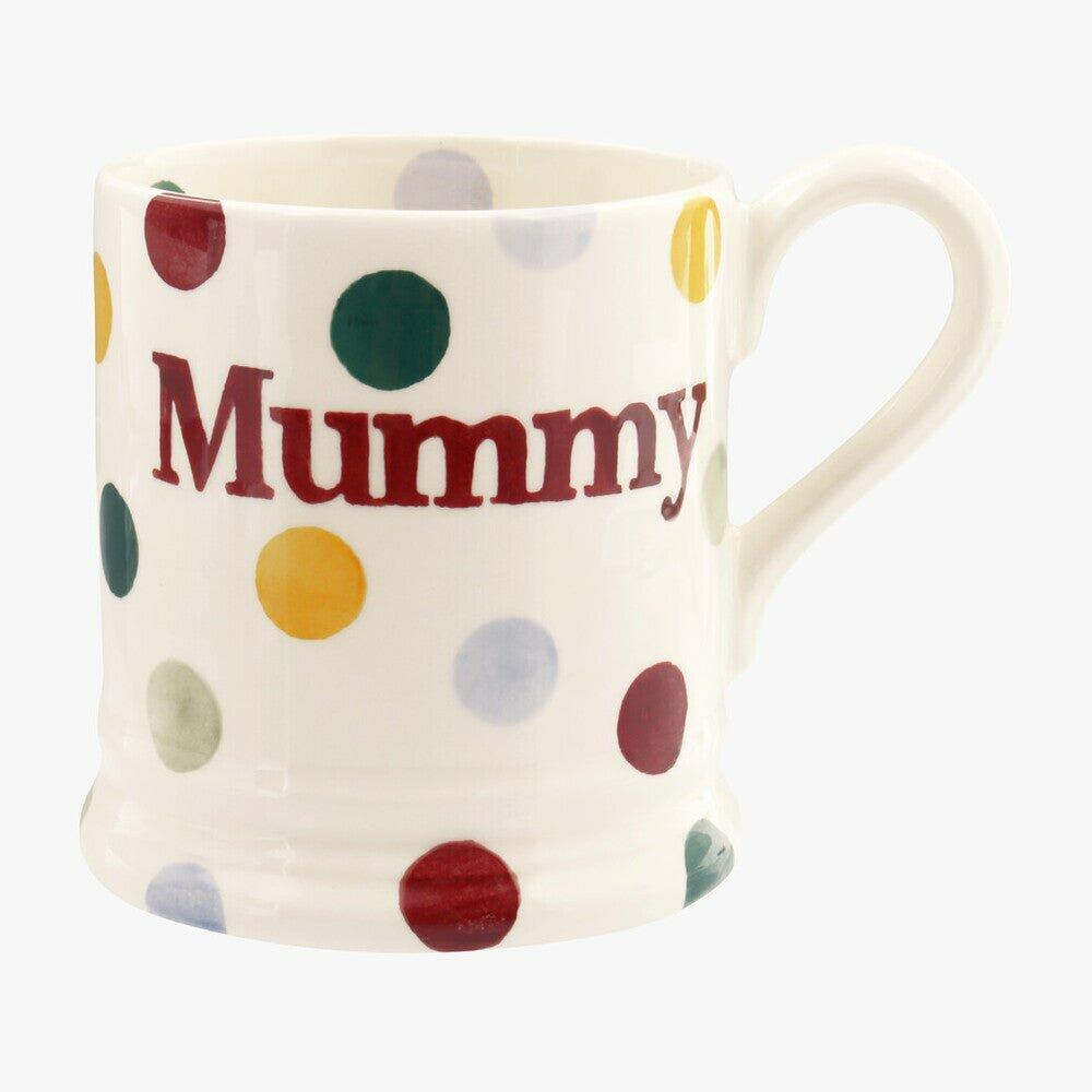 Emma Bridgewater  Seconds Polka Dot Mummy 1/2 Pint Mug - Unique Handmade & Handpainted English Earthenware Tea/Coffee Mug