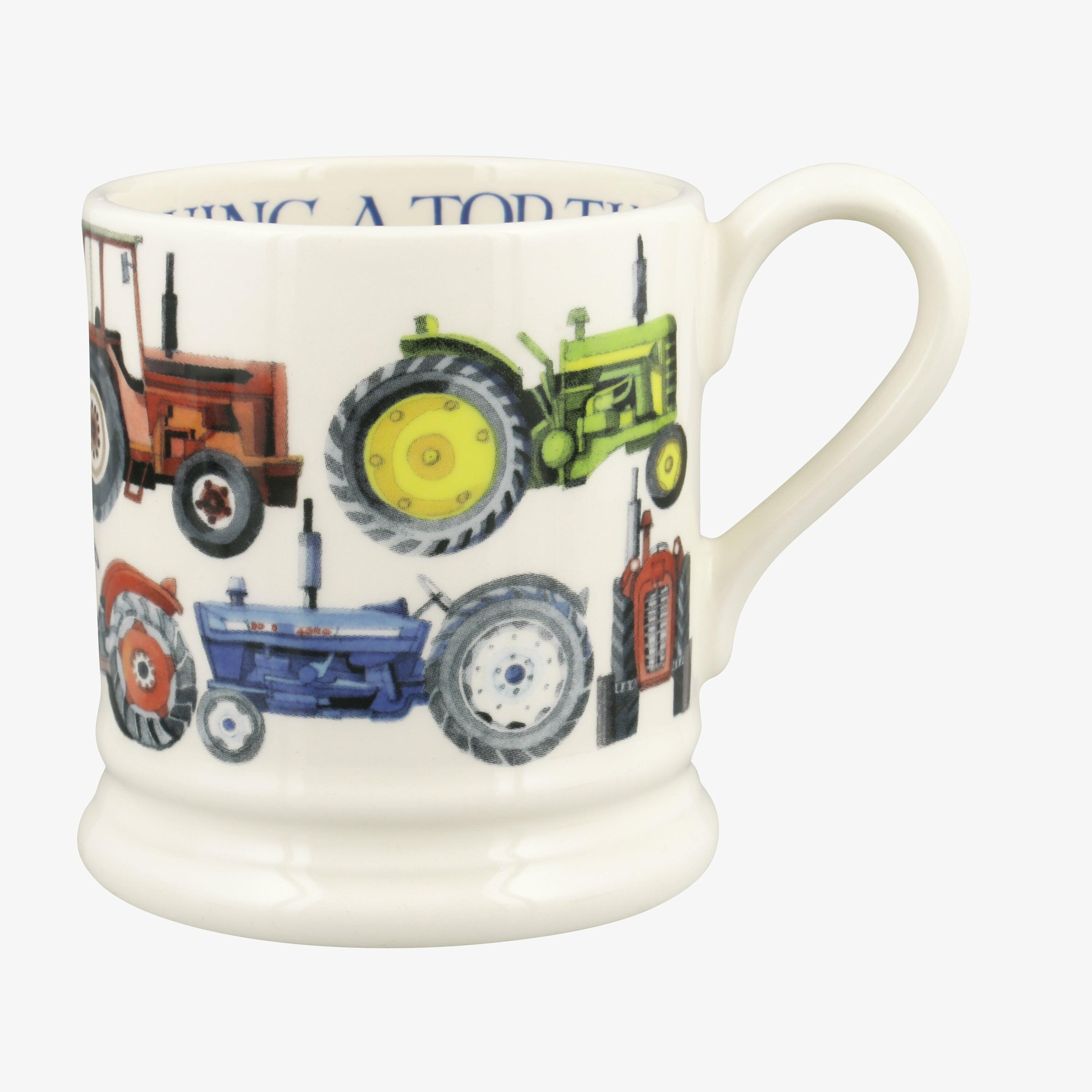 Emma Bridgewater  Seconds Tractors 1/2 Pint Mug - Unique Handmade & Handpainted English Earthenware Tea/Coffee Mug