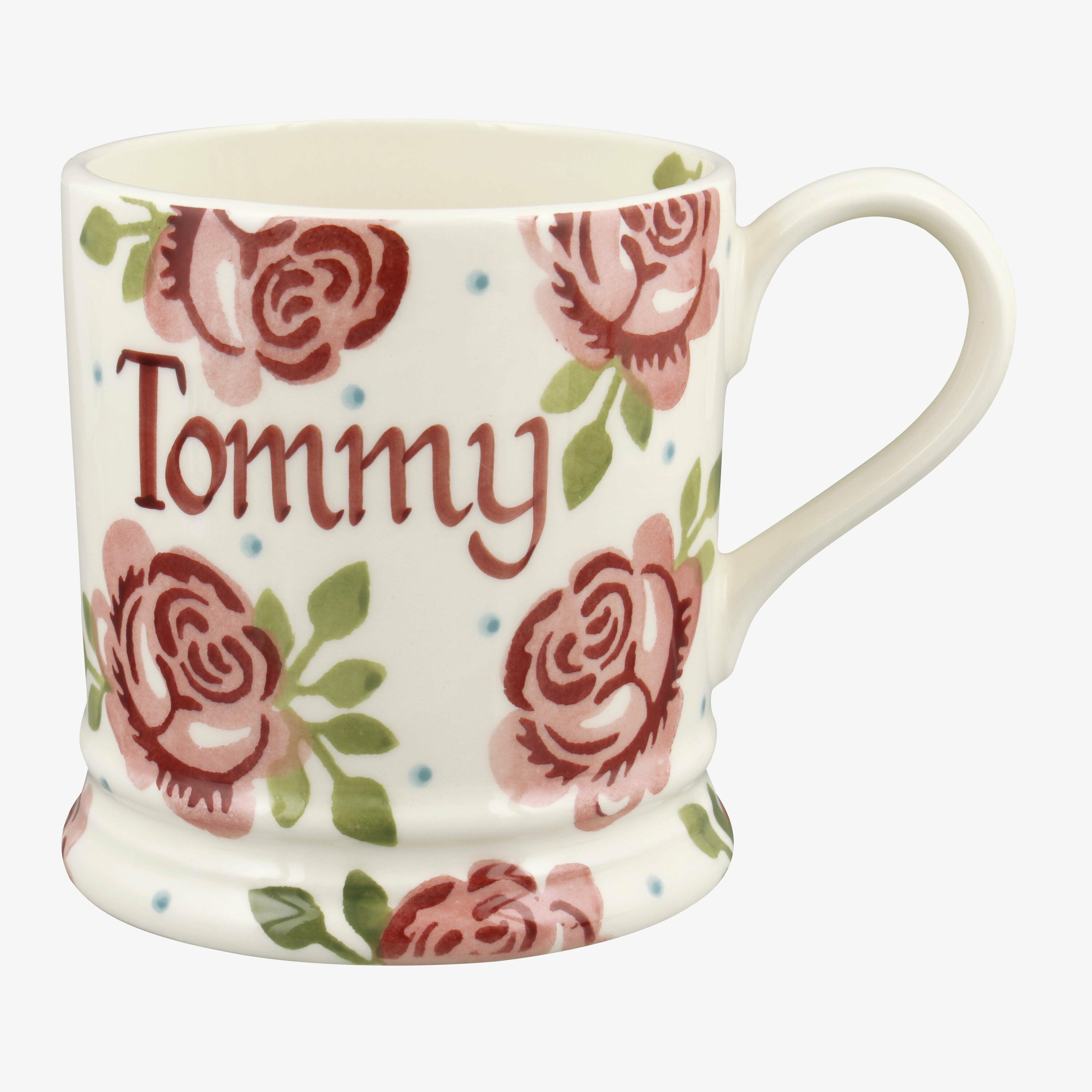 Personalised Pink Roses 1 Pint Mug  - Customise Your Own Pottery Earthenware  | Emma Bridgewater