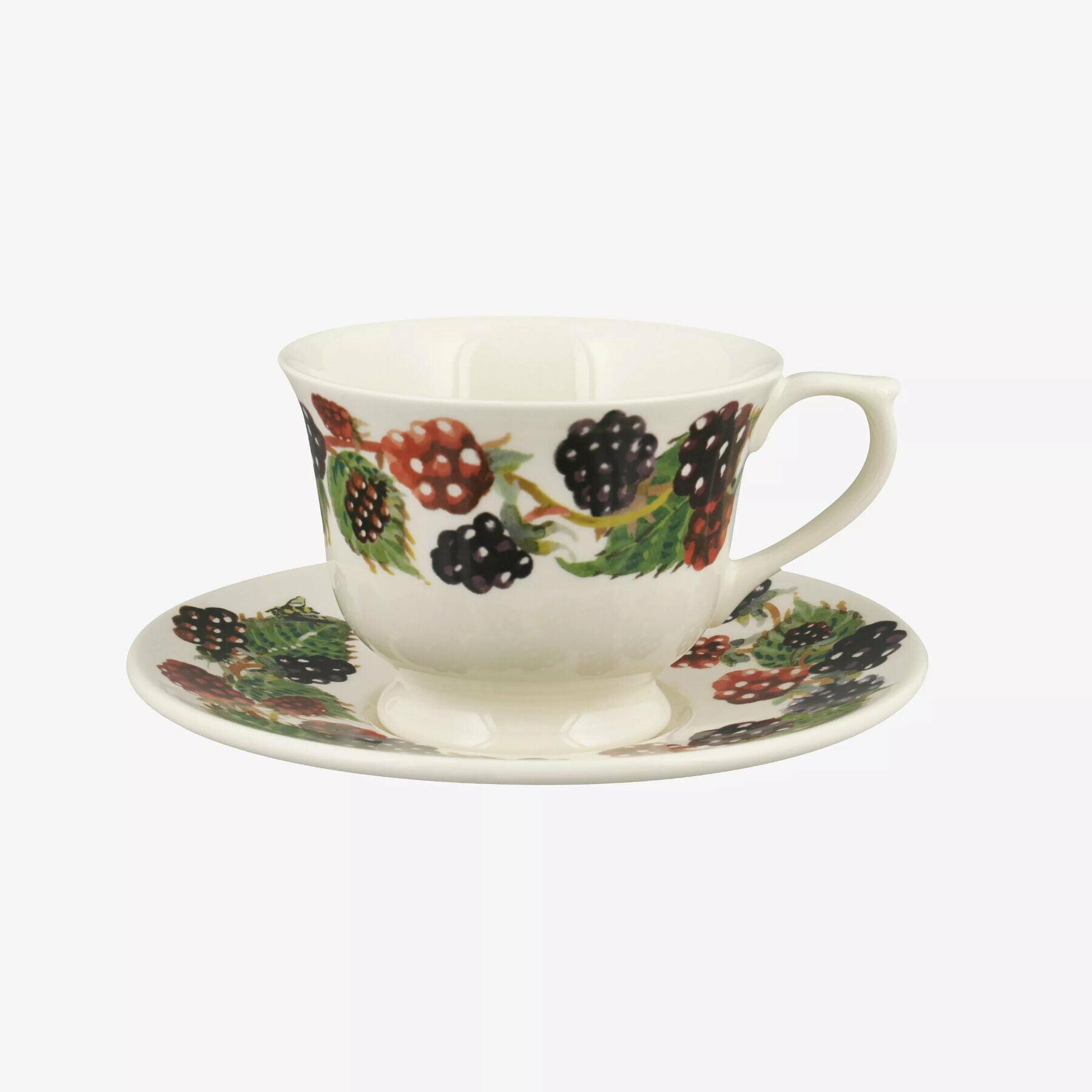 Blackberry Small Teacup & Saucer - Unique Handmade & Handpainted English Earthenware Vintage Style Teacup & Saucer  | Emma Bridgewater