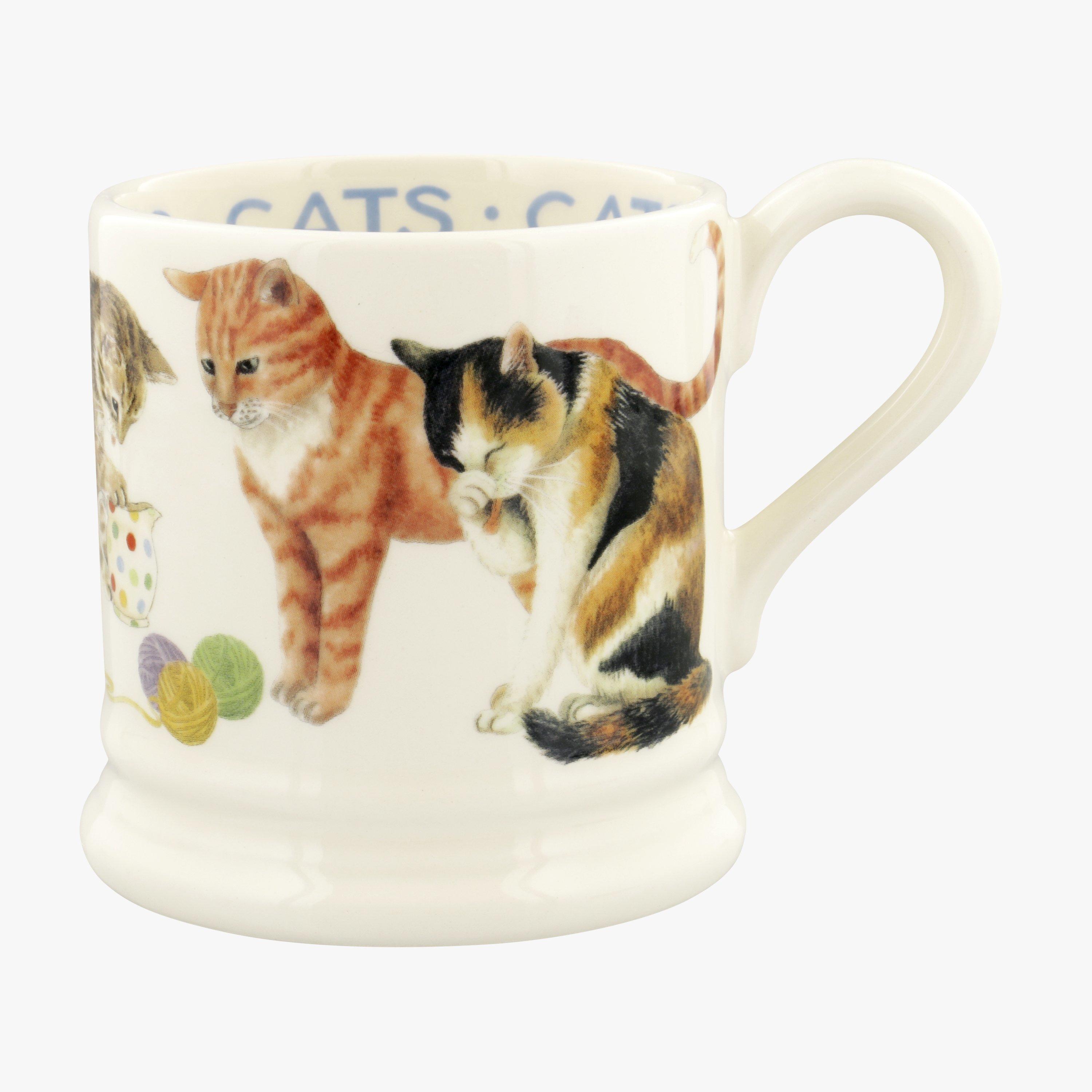 Emma Bridgewater  Seconds Cats Cats All Over 1/2 Pint Mug - Unique Handmade & Handpainted English Earthenware Tea/Coffee Mug