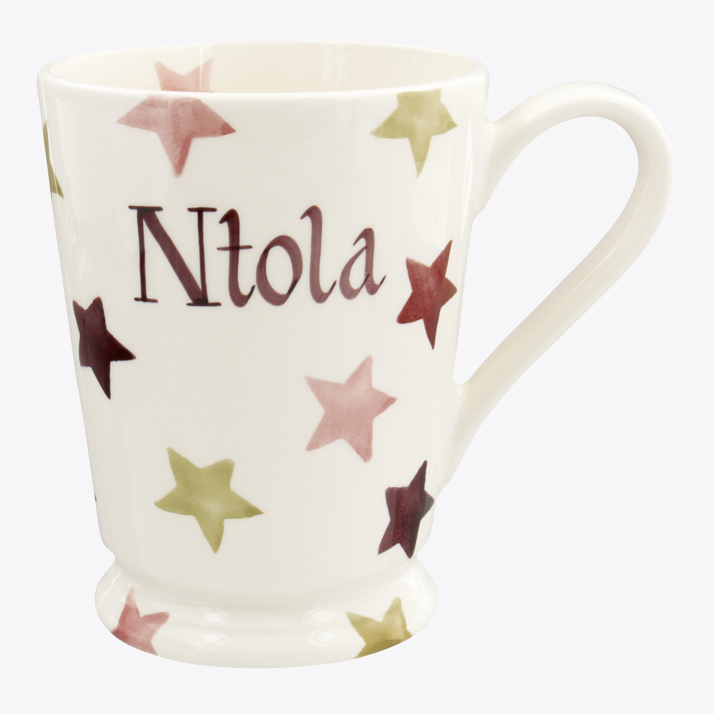 Emma Bridgewater  Personalised Pink & Gold Stars Cocoa Mug  - Customise Your Own Pottery Earthenware