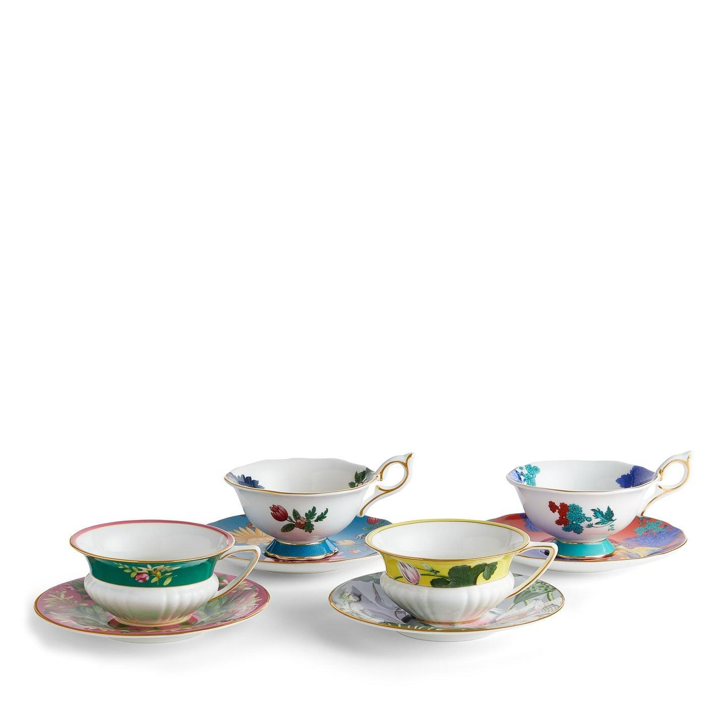 Wedgwood Wonderlust Teacups & Saucers Set Of 4