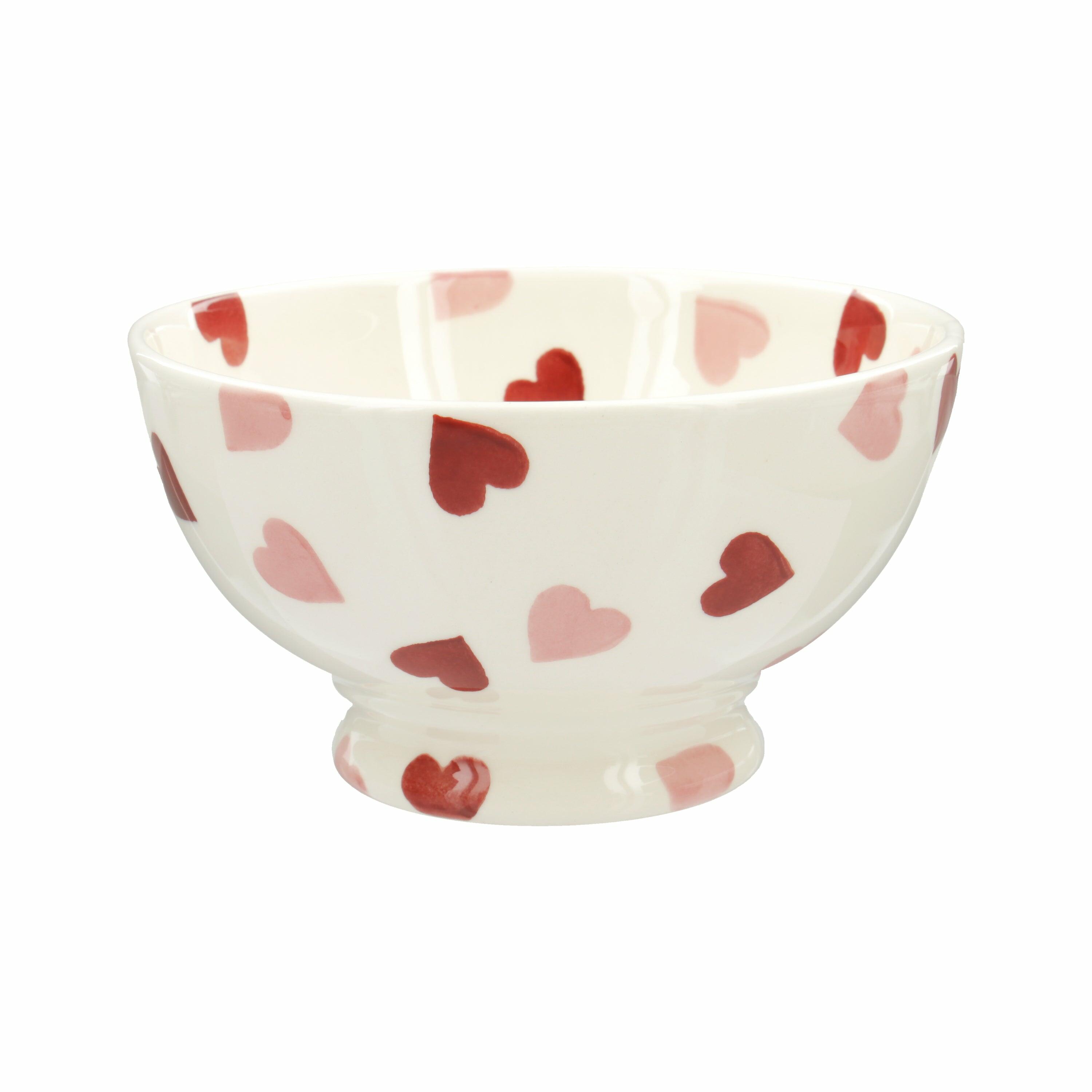 Seconds Pink Hearts French Bowl - Unique Handmade & Handpainted English Earthenware Decorative Plates  | Emma Bridgewater