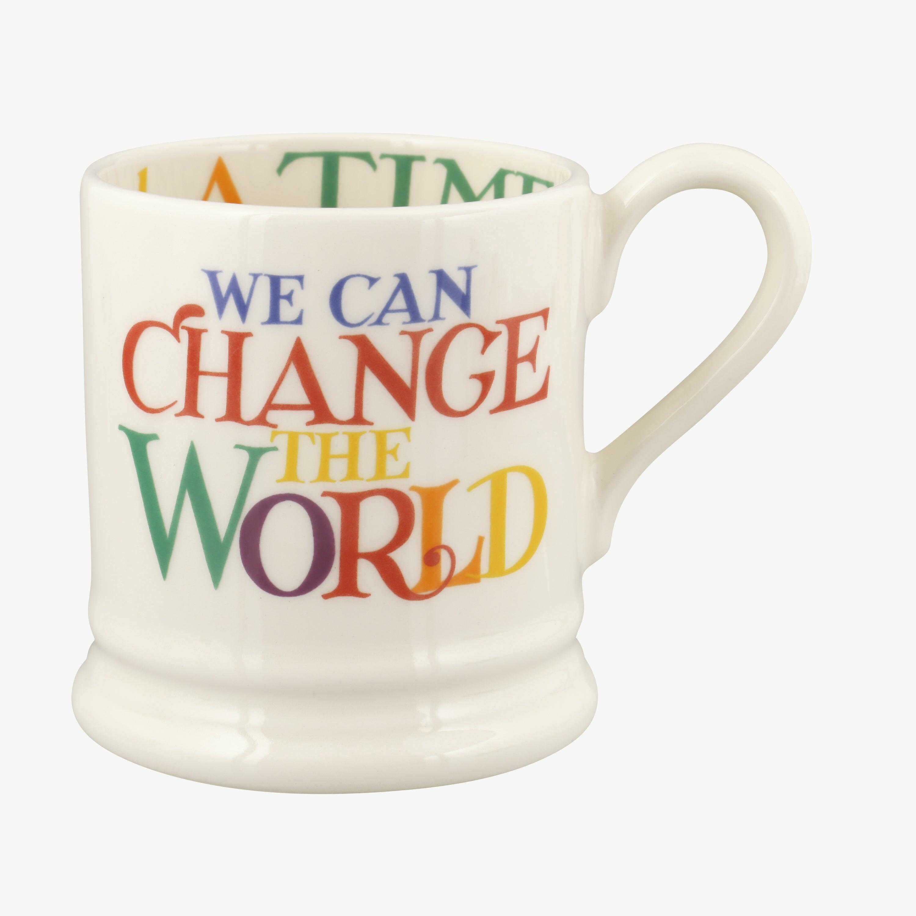 Rainbow Toast Change The World 1/2 Pint Mug - Unique Handmade & Handpainted English Earthenware Tea/Coffee Mug  | Emma Bridgewater