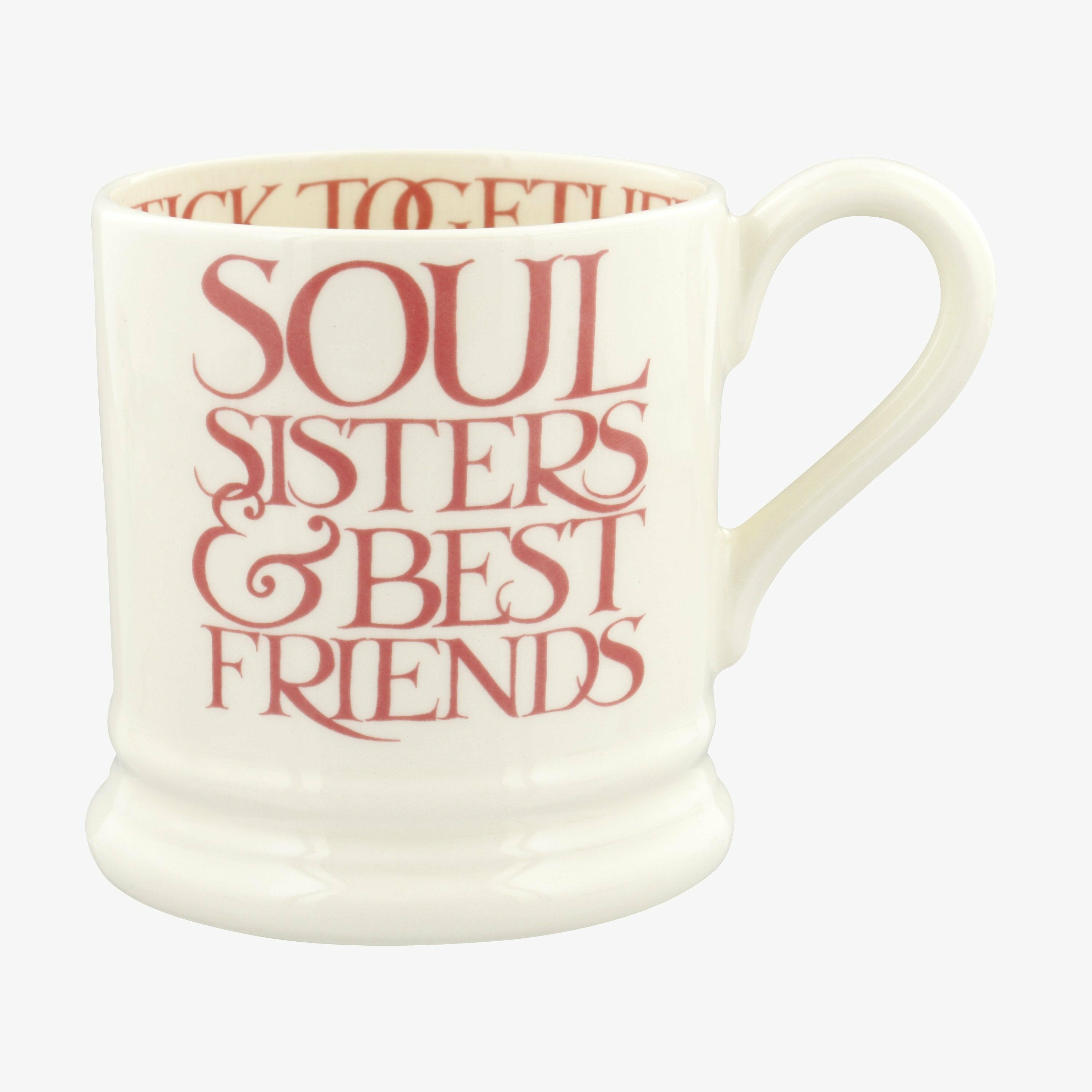 Emma Bridgewater  Seconds Pink Toast Soul Sisters 1/2 Pint Mug - Unique Handmade & Handpainted English Earthenware Tea/Coffee Mug