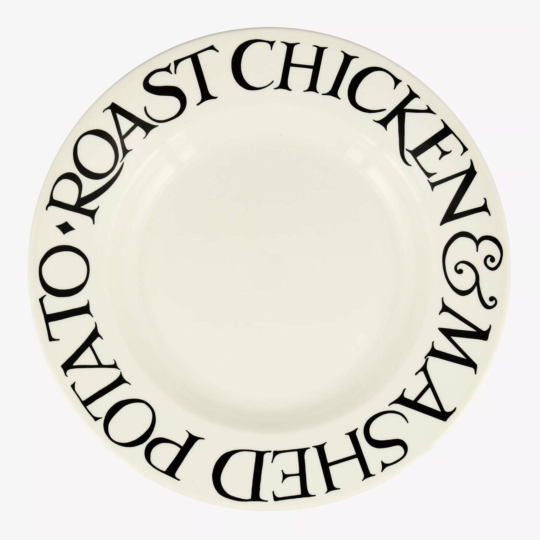 Black Toast Roast Chicken 10 1/2 Inch Plate - Unique Handmade & Handpainted English Earthenware British-Made Pottery Plates  | Emma Bridgewater