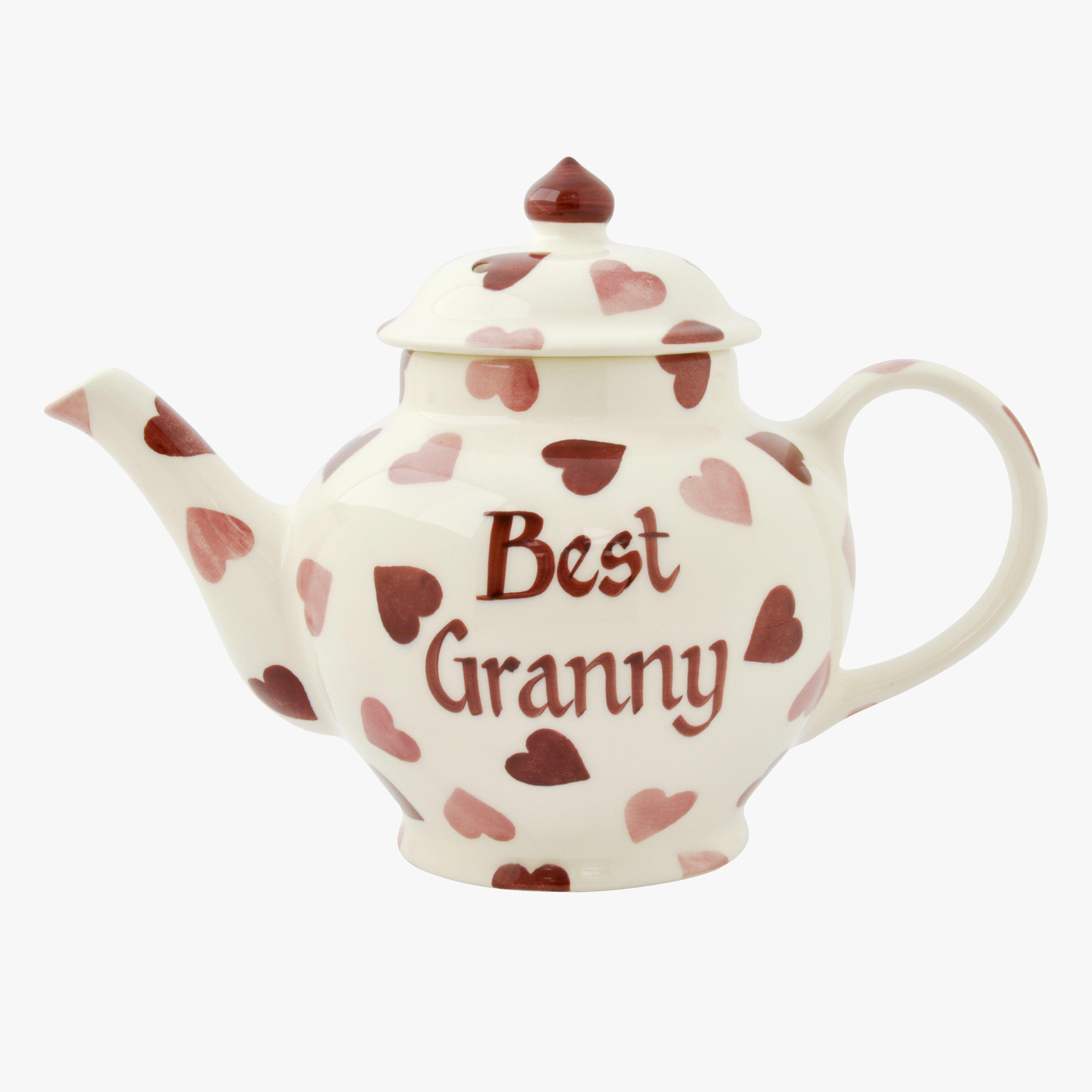 Emma Bridgewater  Personalised Pink Hearts 2 Mug Teapot  - Customise Your Own Pottery Earthenware