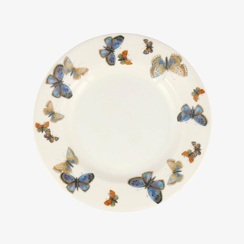 Seconds Common Blue Butterfly 8 1/2 Inch Plate - Unique Handmade & Handpainted English Earthenware British-Made Pottery Plates  | Emma Bridgewater