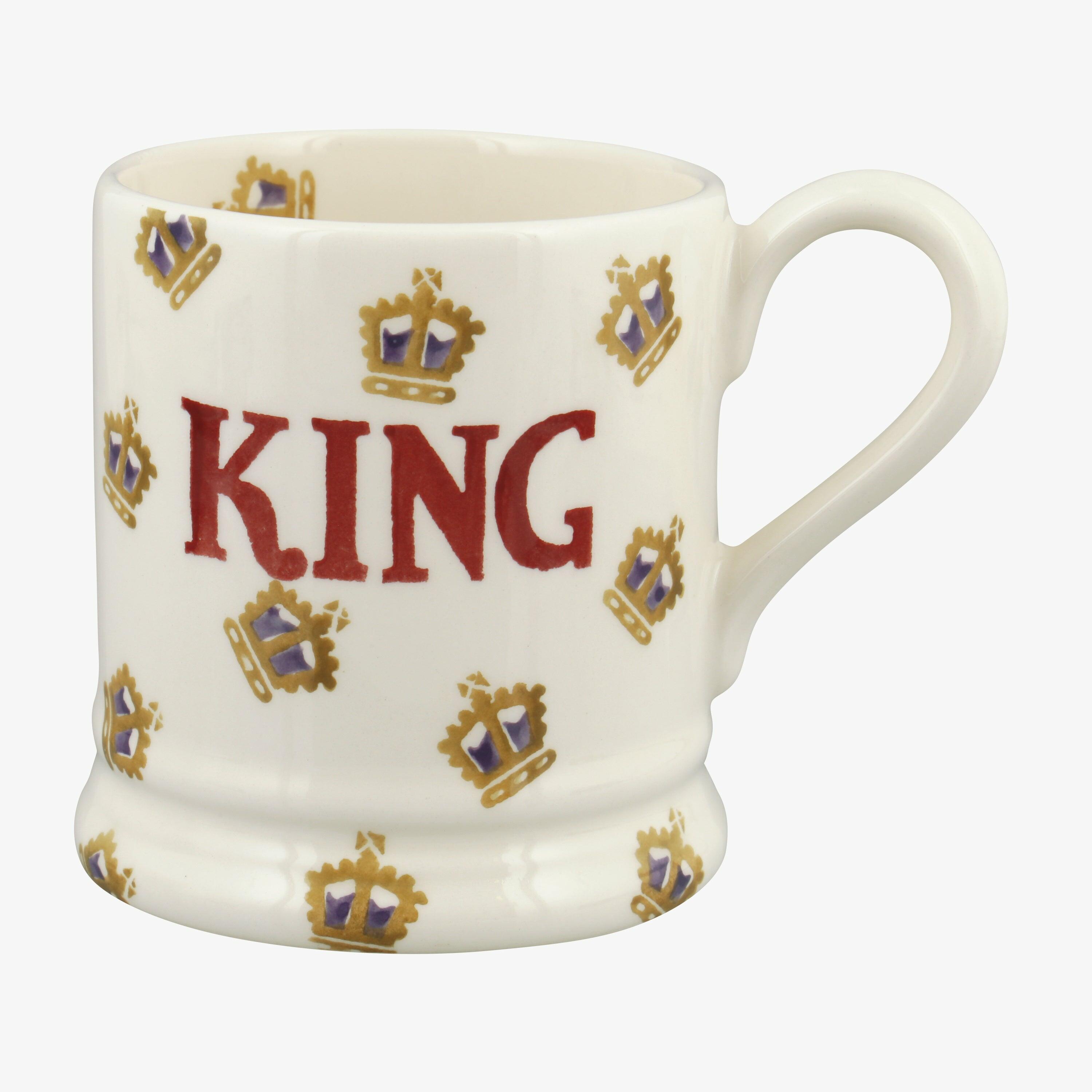 Emma Bridgewater  Seconds Crowns King 1/2 Pint Mug - Unique Handmade & Handpainted English Earthenware Tea/Coffee Mug