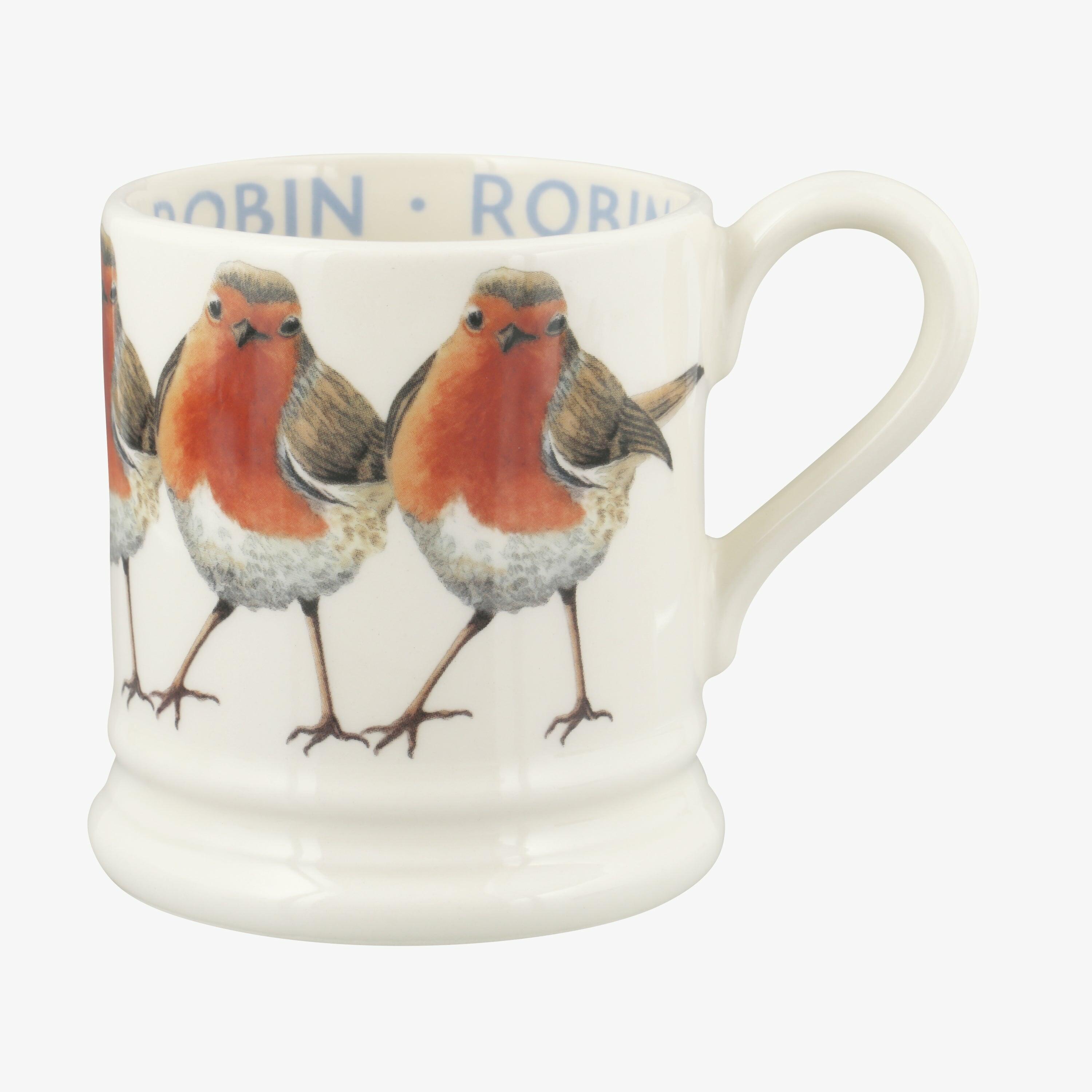 Emma Bridgewater  Robin 1/2 Pint Mug - Unique Handmade & Handpainted English Earthenware Tea/Coffee Mug